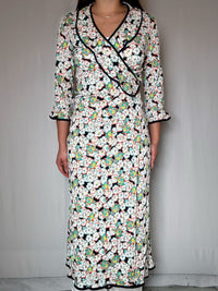 Robe portefeuille longue imprimée M vintage