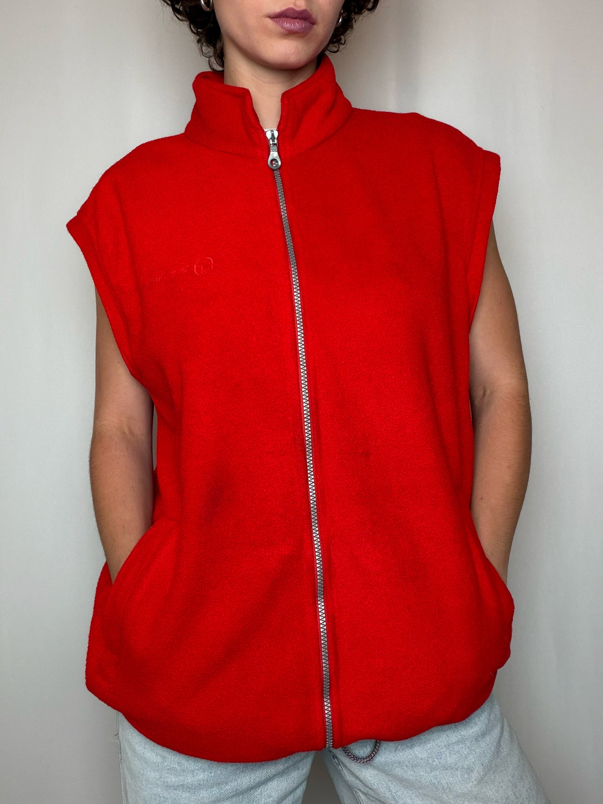 Polaire sans manche rouge S Sergio Tacchini L vintage