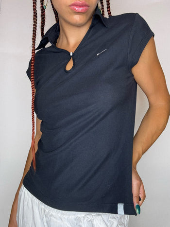 Tee shirt à col noir NIKE S vintage
