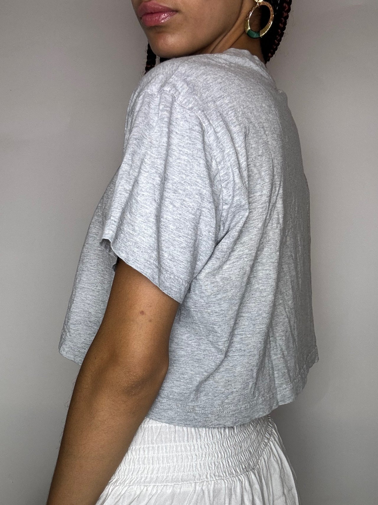 Tee shirt cropped gris REEBOK M vintage