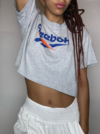 Tee shirt cropped gris REEBOK M vintage