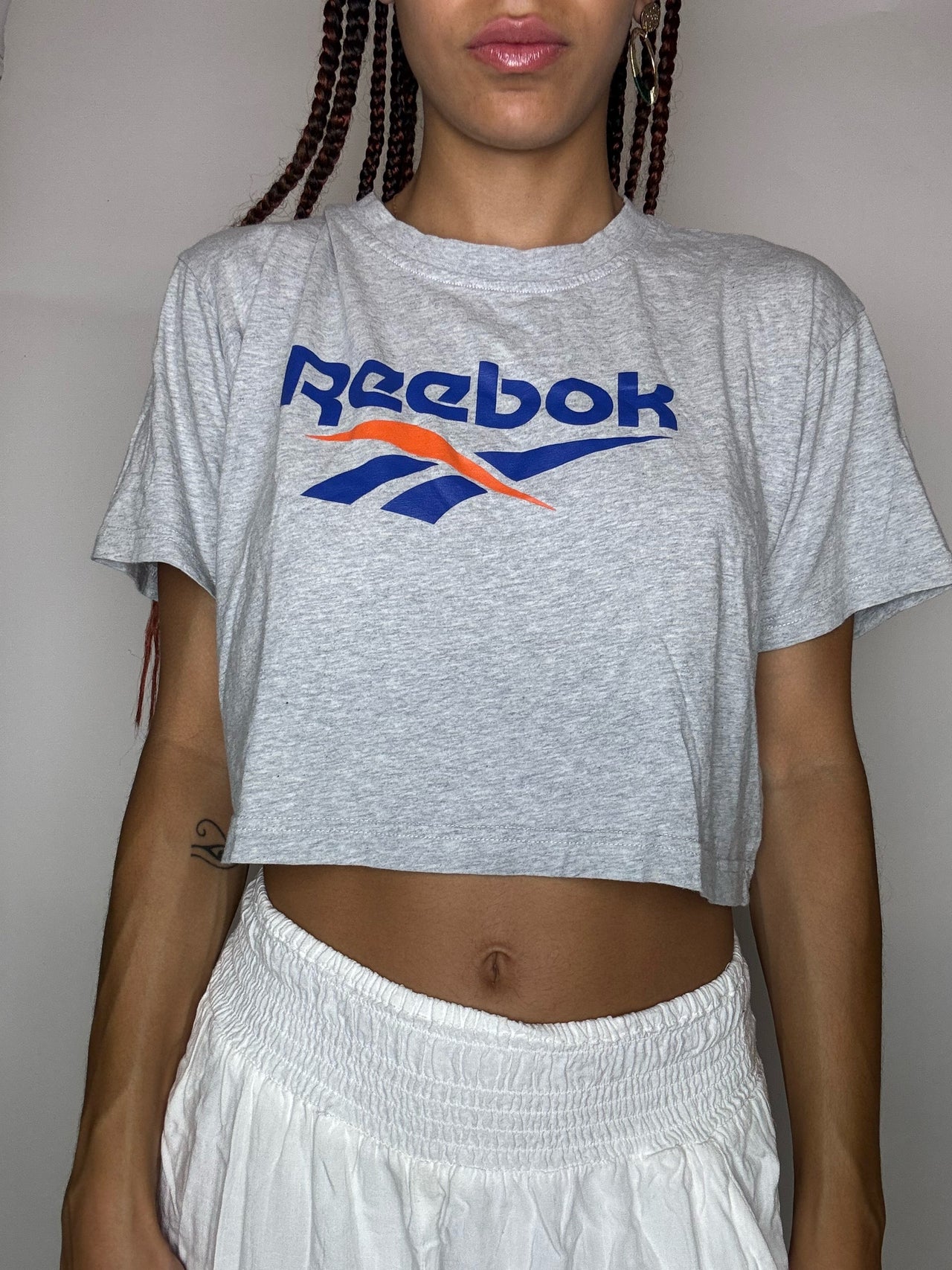 Tee shirt cropped gris REEBOK M vintage
