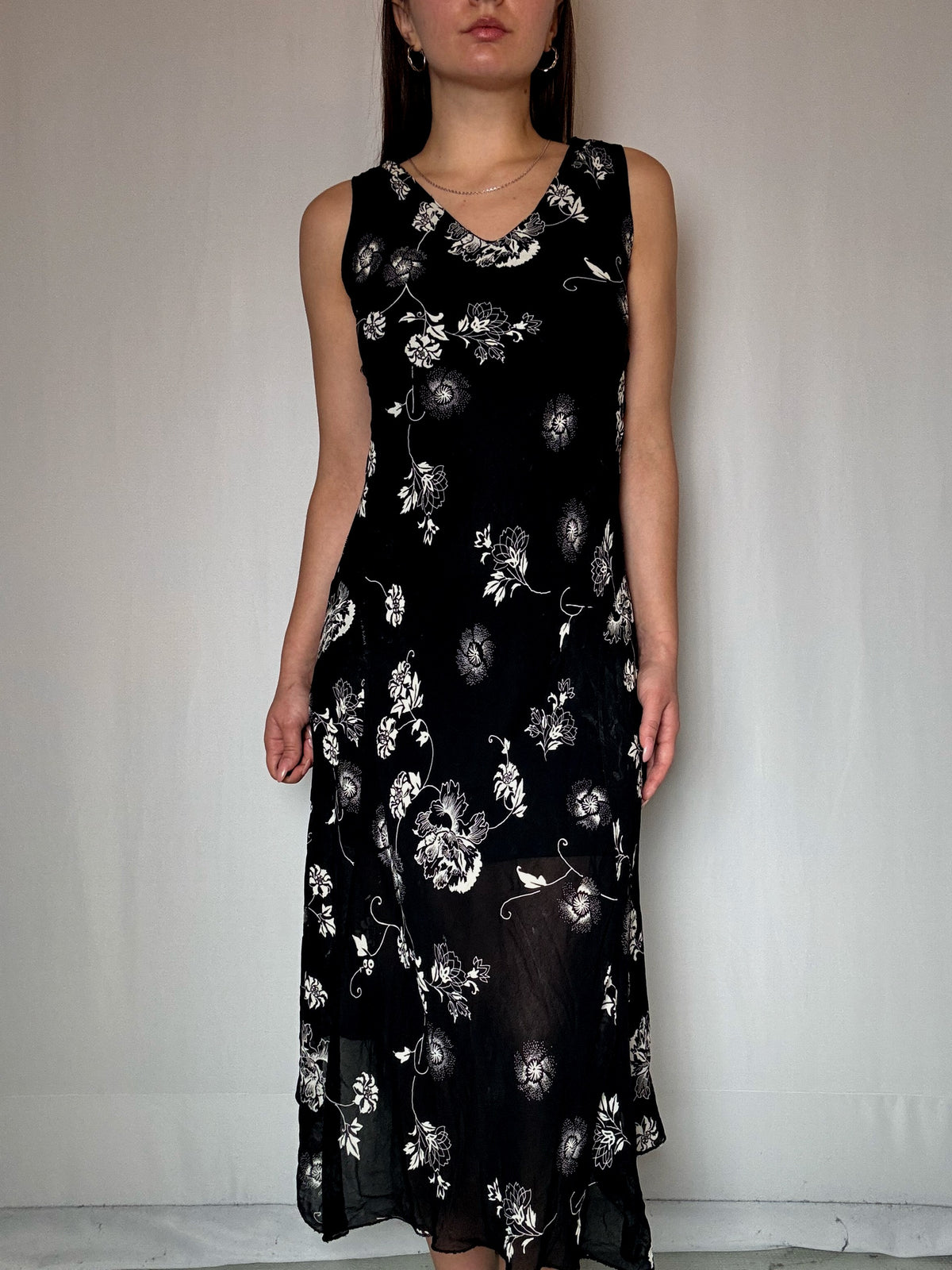 Figurbetontes, fließendes Maxikleid Gr. M, Vintage