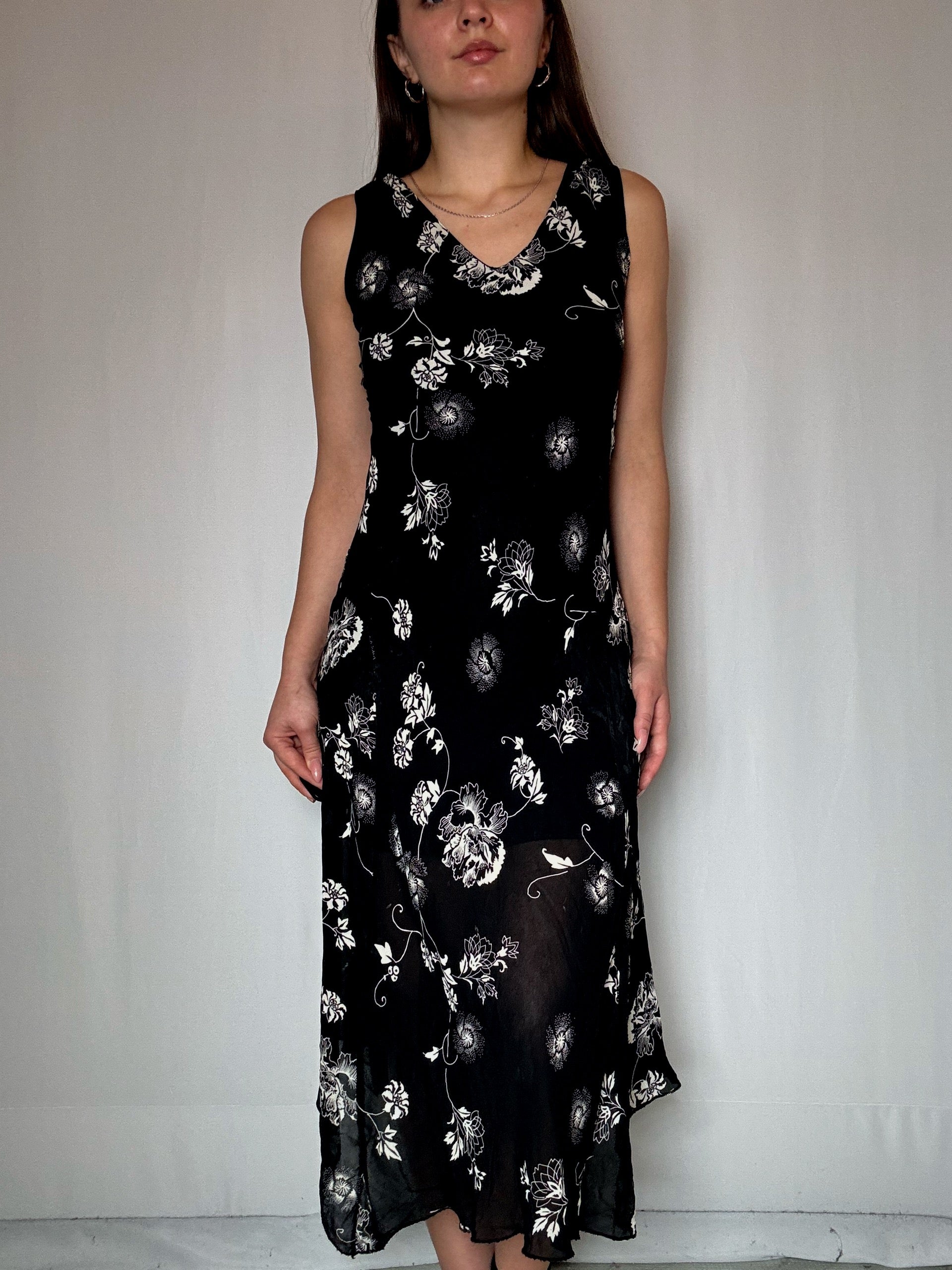 Robe longue cintrée et fluide M vintage