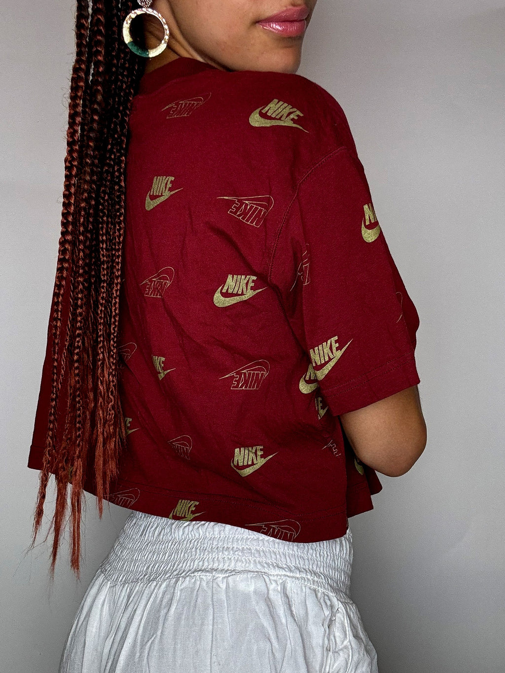 Vintage bedrucktes, kurzes NIKE S T-Shirt