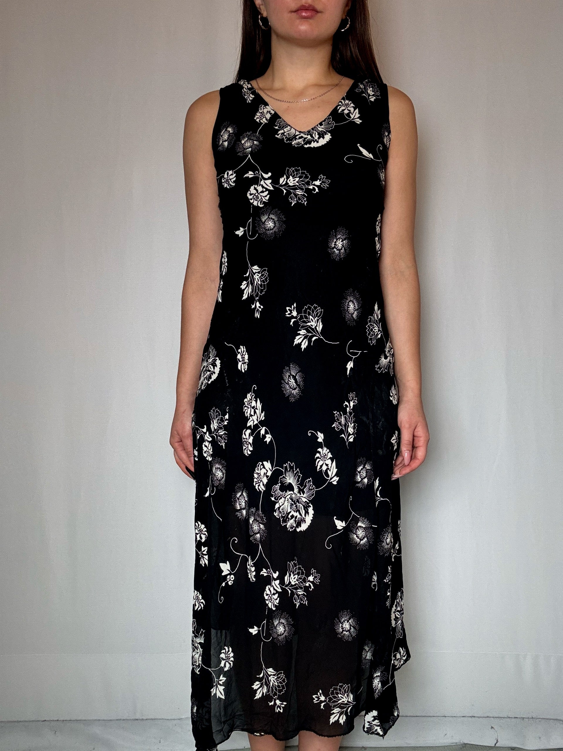Figurbetontes, fließendes Maxikleid Gr. M, Vintage