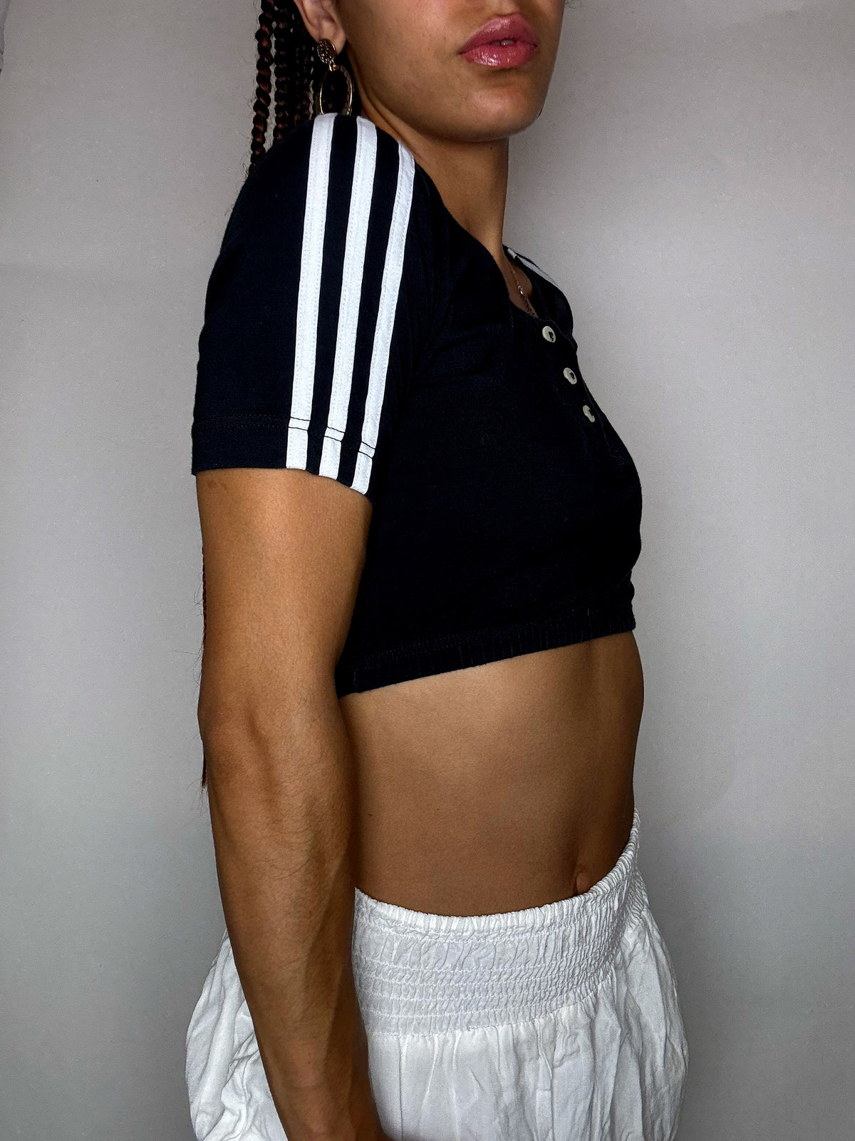 ADIDAS XS Vintage schwarzes bauchfreies Top