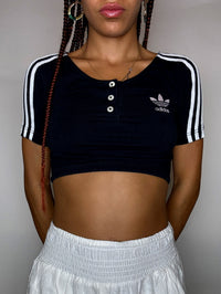 ADIDAS XS Vintage schwarzes bauchfreies Top