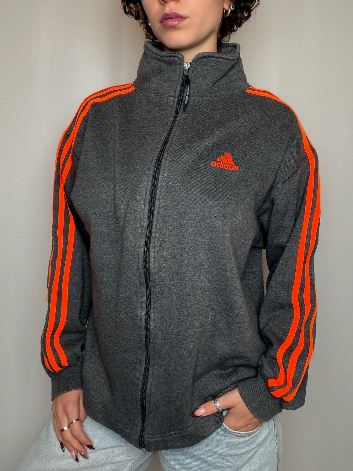 Jacket de sport grise Adidas M vintage