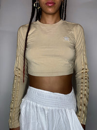 ADIDAS M vintage beige long-sleeved crop top