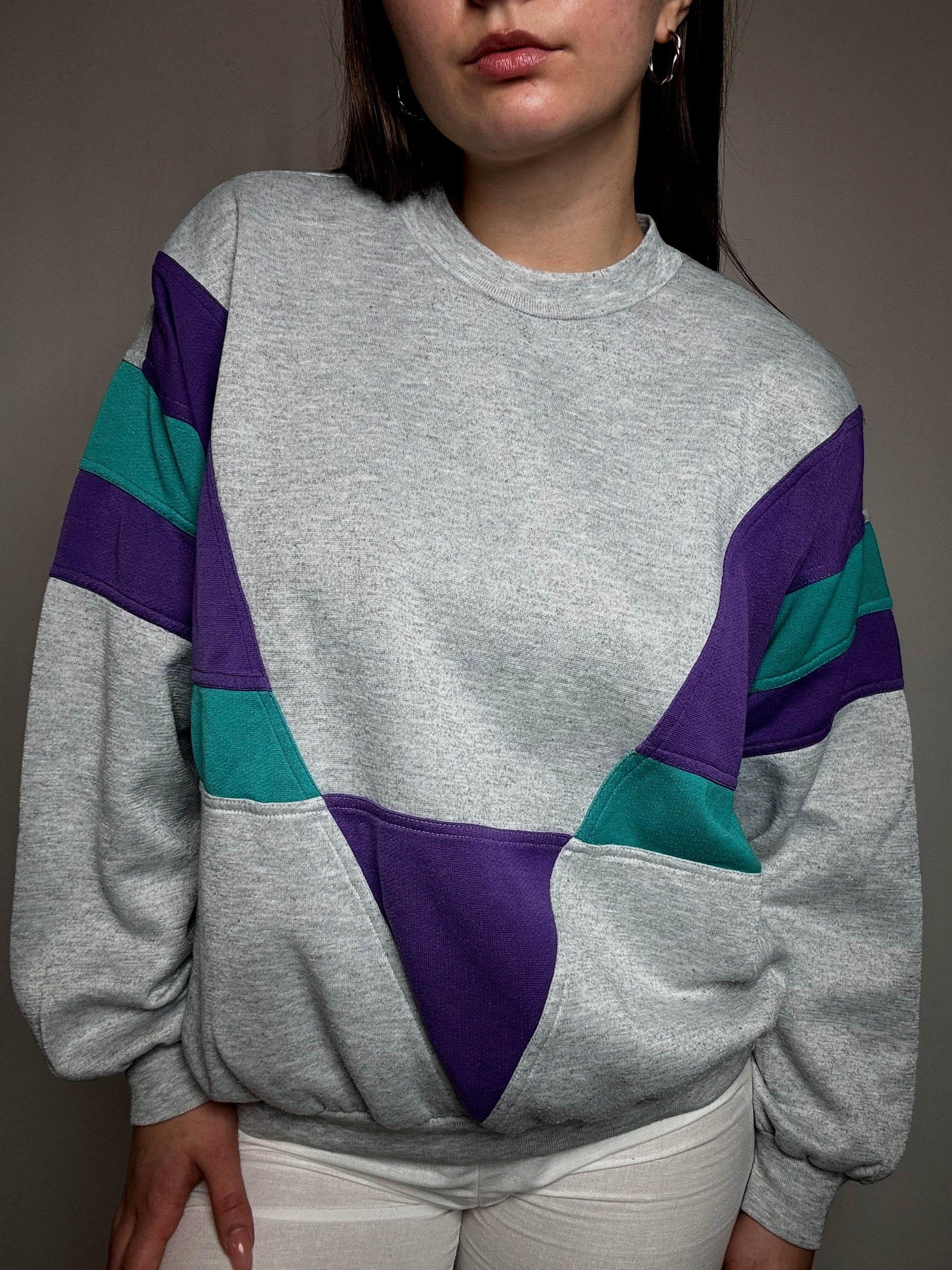 Sweat gris graphique L vintage