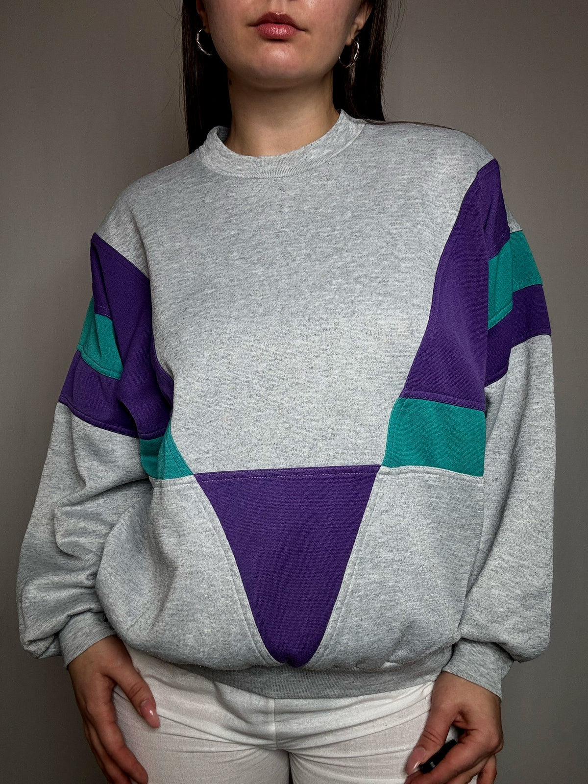 Sweat gris graphique L vintage