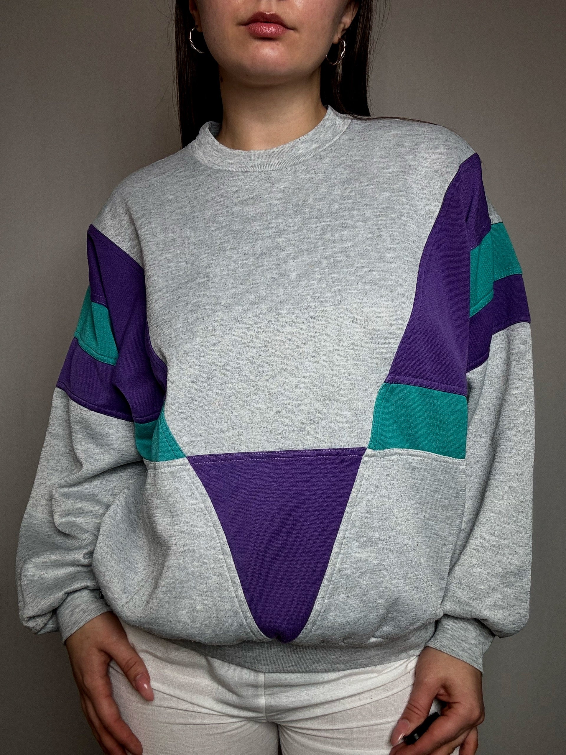 Sweat gris graphique L vintage