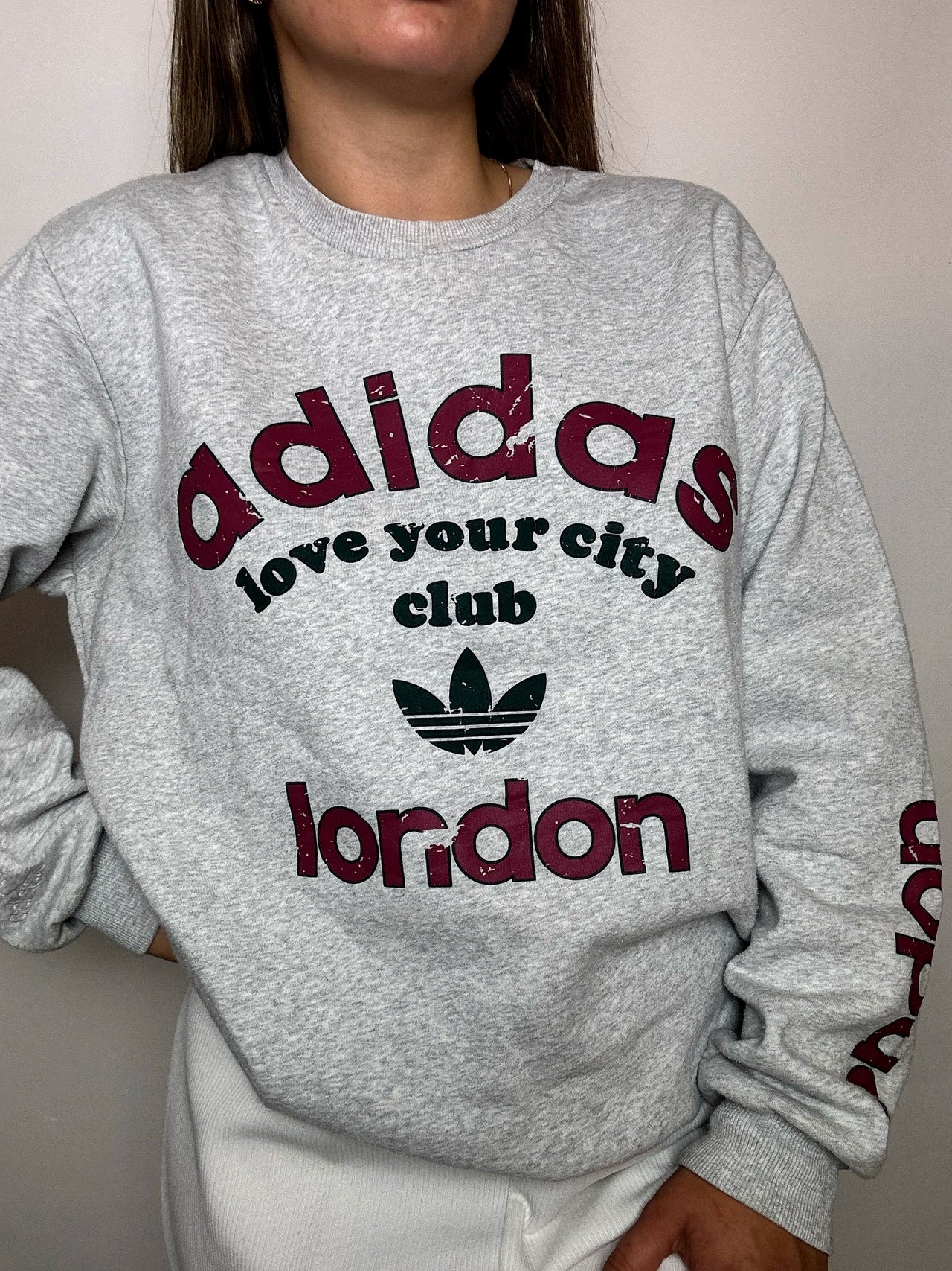 Sweat gris ADIDAS M vintage