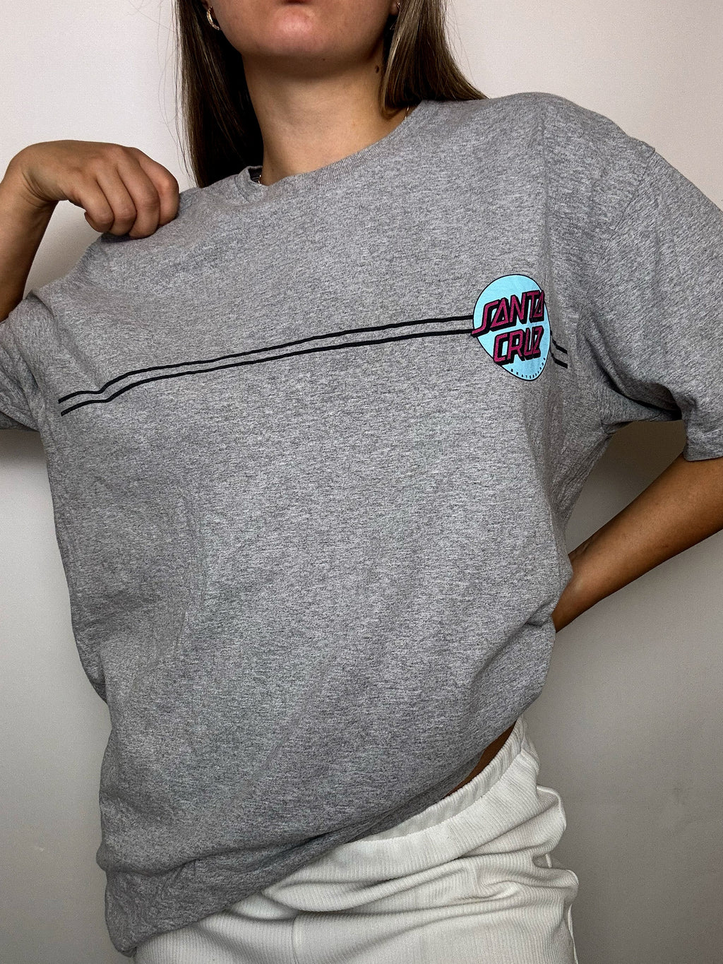 Vintage SANTA CRUZ gray T-shirt XL