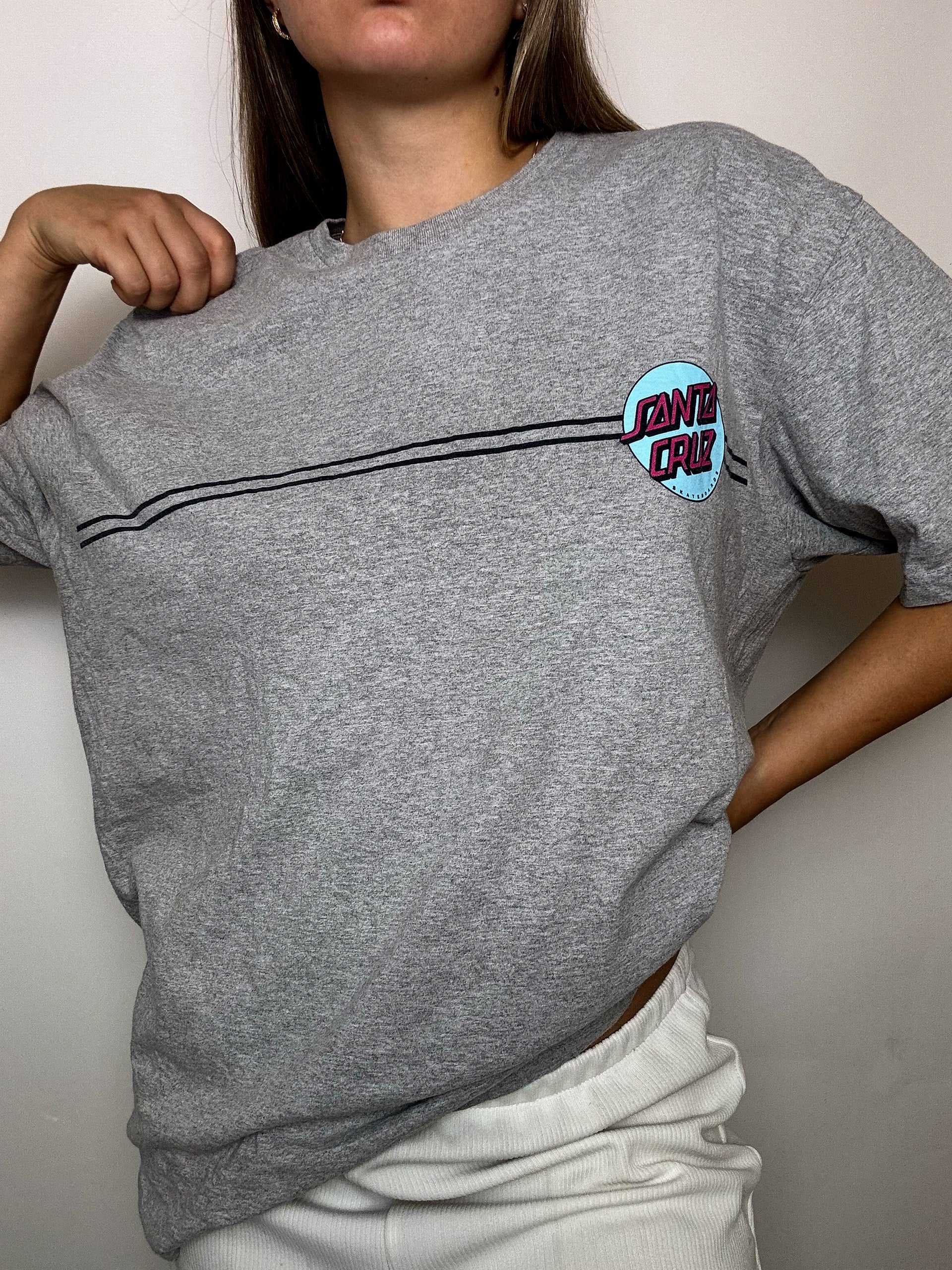 Vintage SANTA CRUZ gray T-shirt XL