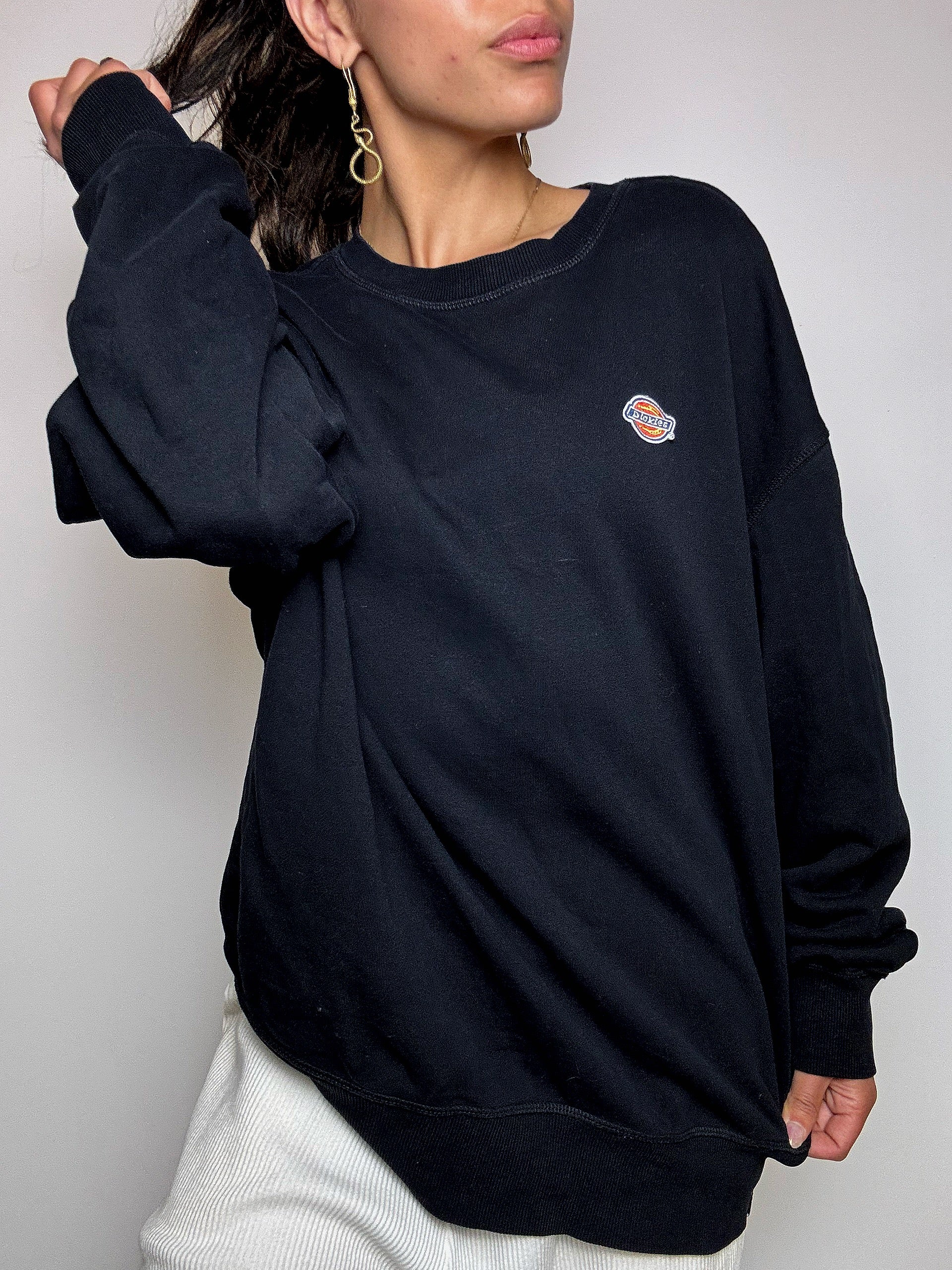 Beiges Sweatshirt mit Rundhalsausschnitt im Vintage-Stil