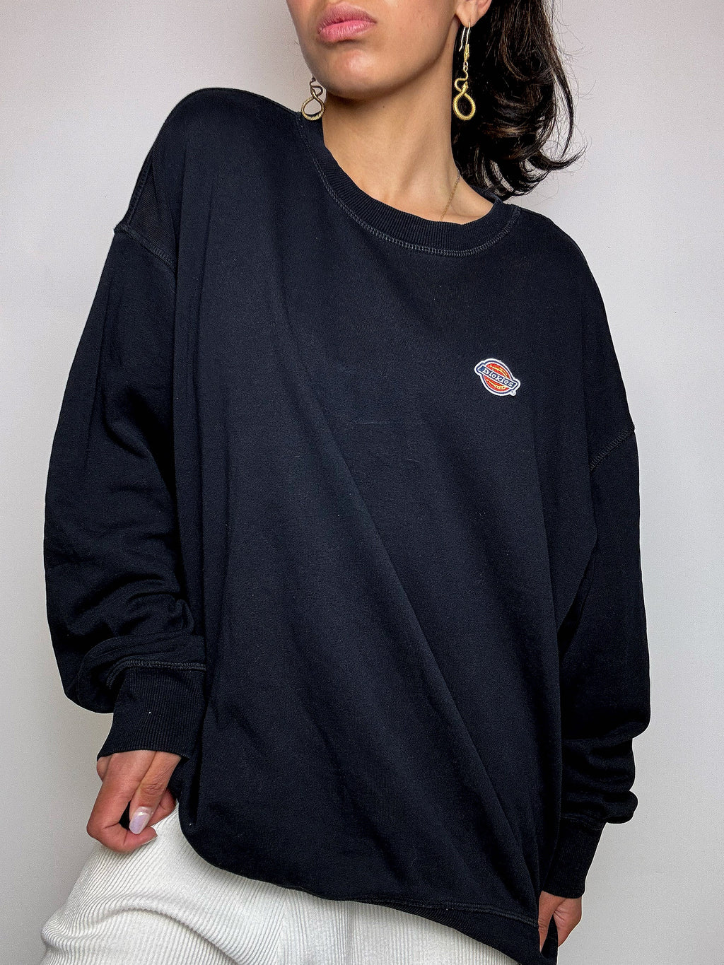 Beiges Sweatshirt mit Rundhalsausschnitt im Vintage-Stil