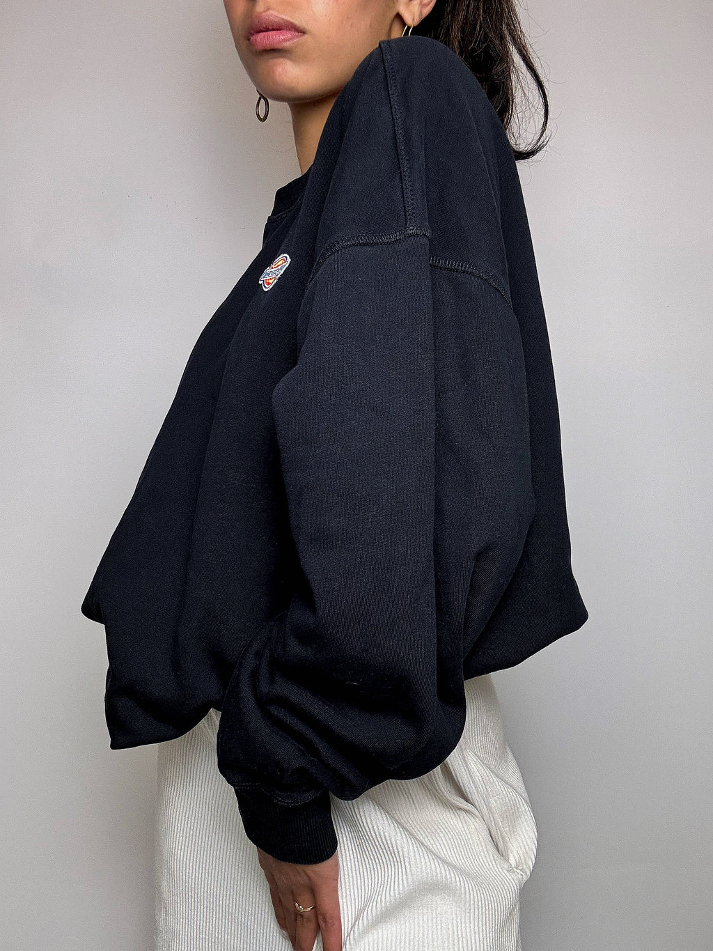 Beiges Sweatshirt mit Rundhalsausschnitt im Vintage-Stil