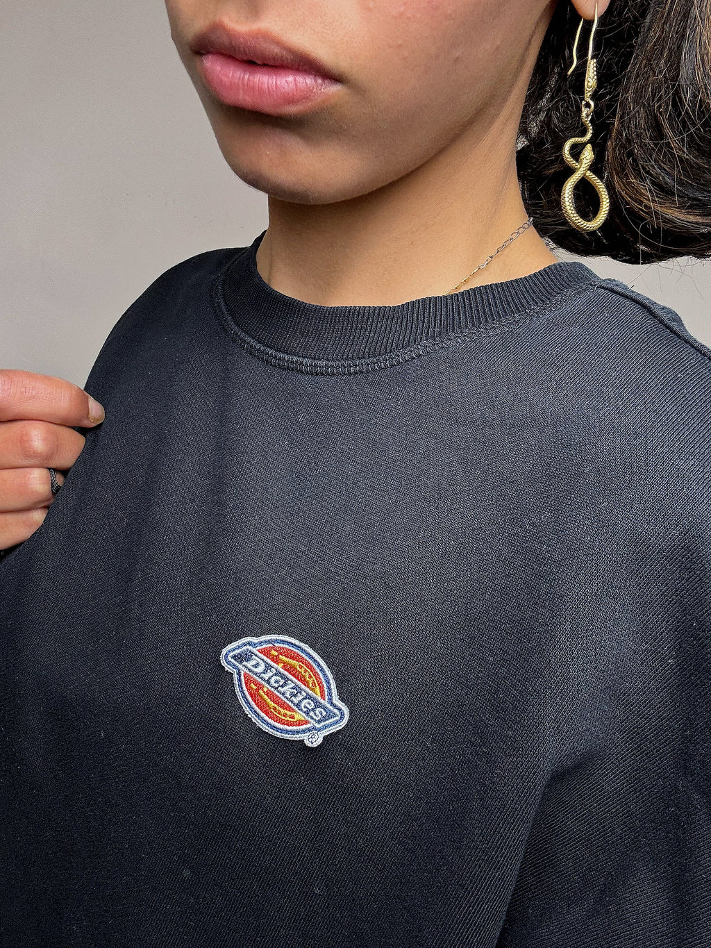 Beiges Sweatshirt mit Rundhalsausschnitt im Vintage-Stil