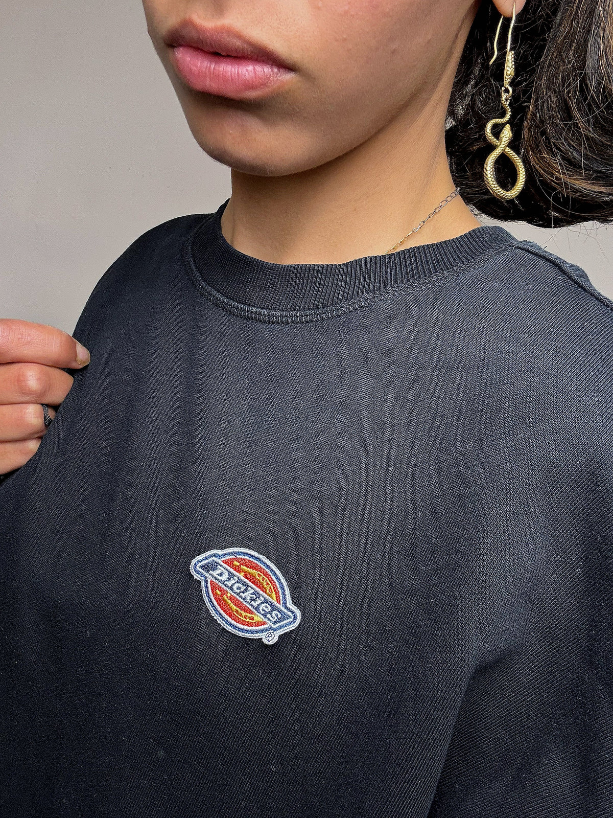 Beiges Sweatshirt mit Rundhalsausschnitt im Vintage-Stil