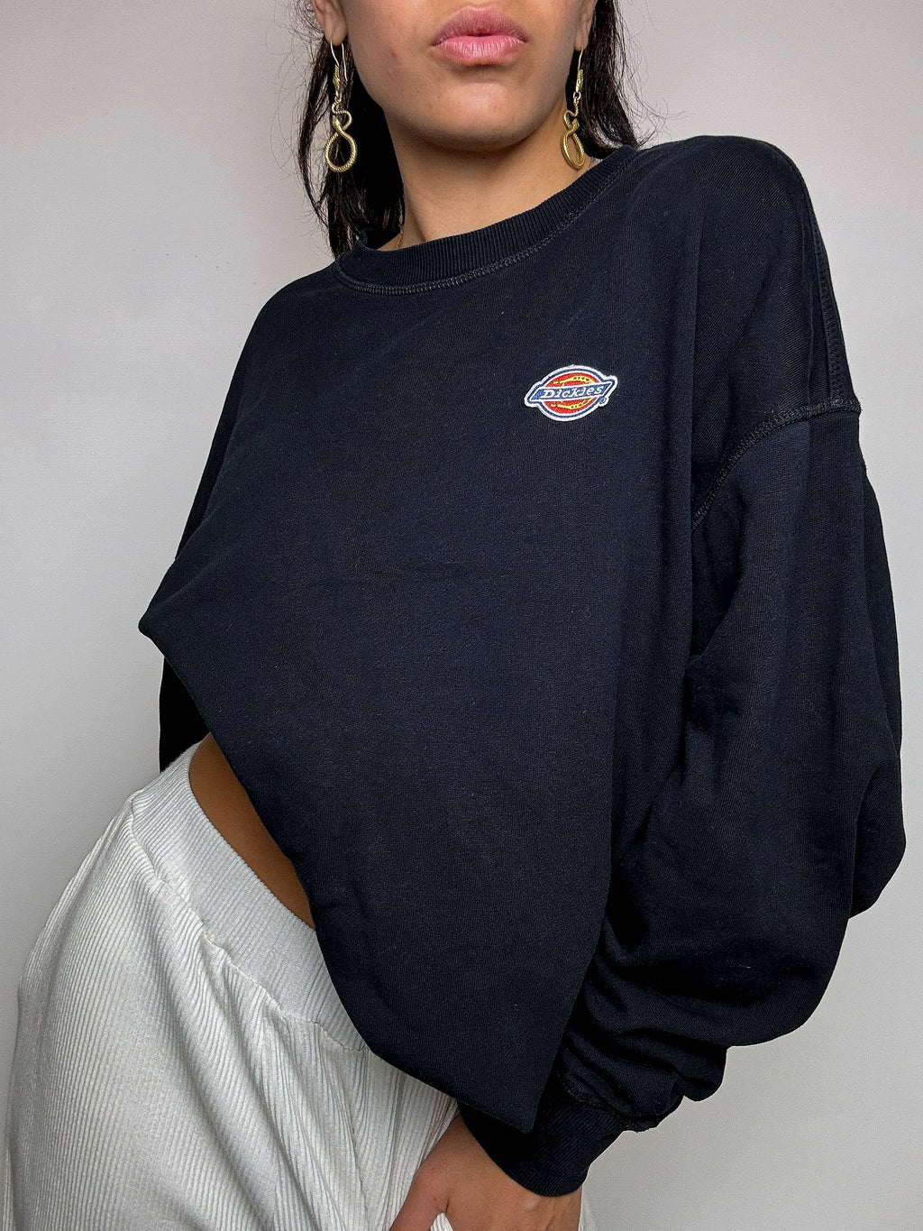Beiges Sweatshirt mit Rundhalsausschnitt im Vintage-Stil