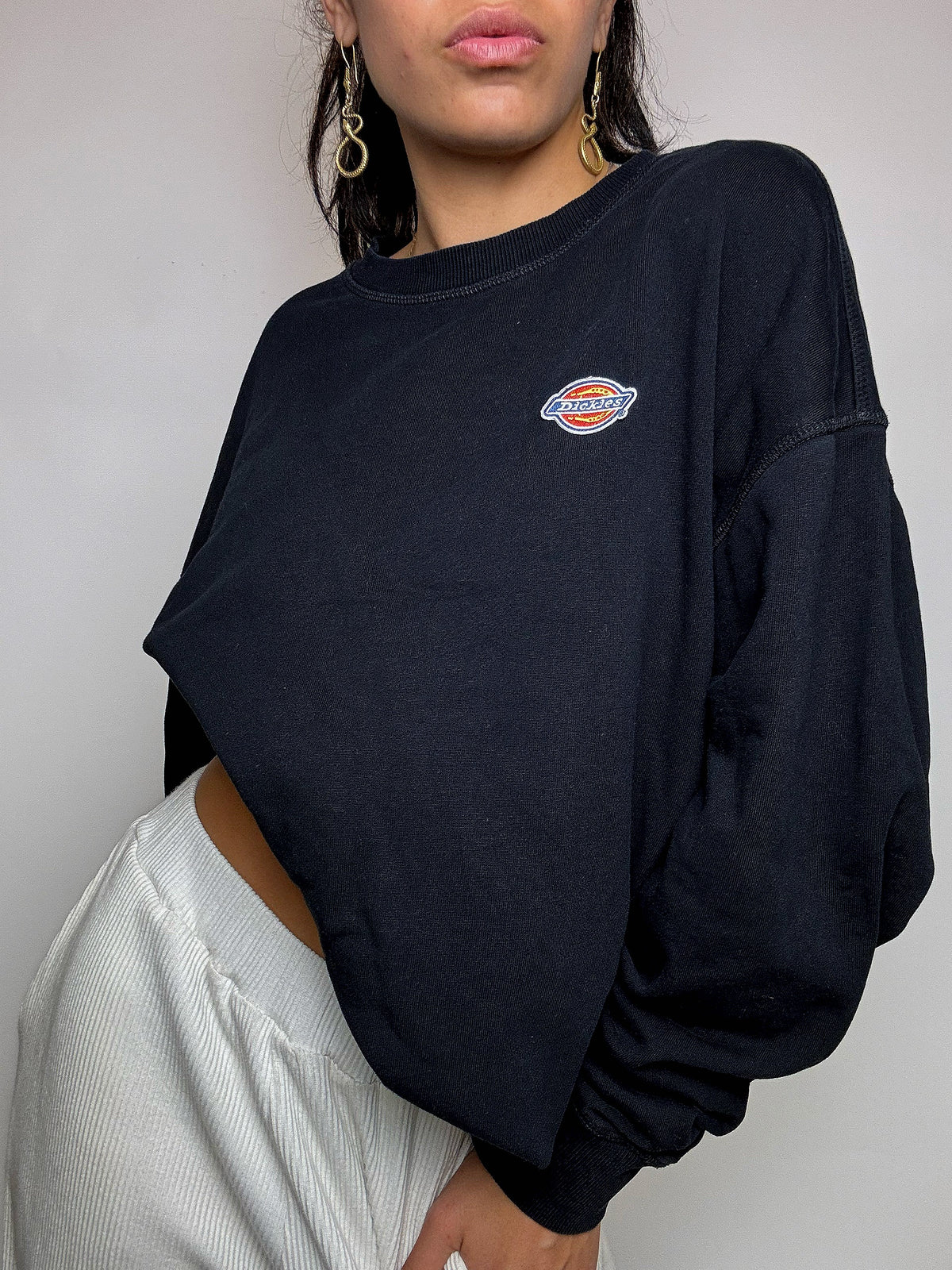 Beiges Sweatshirt mit Rundhalsausschnitt im Vintage-Stil