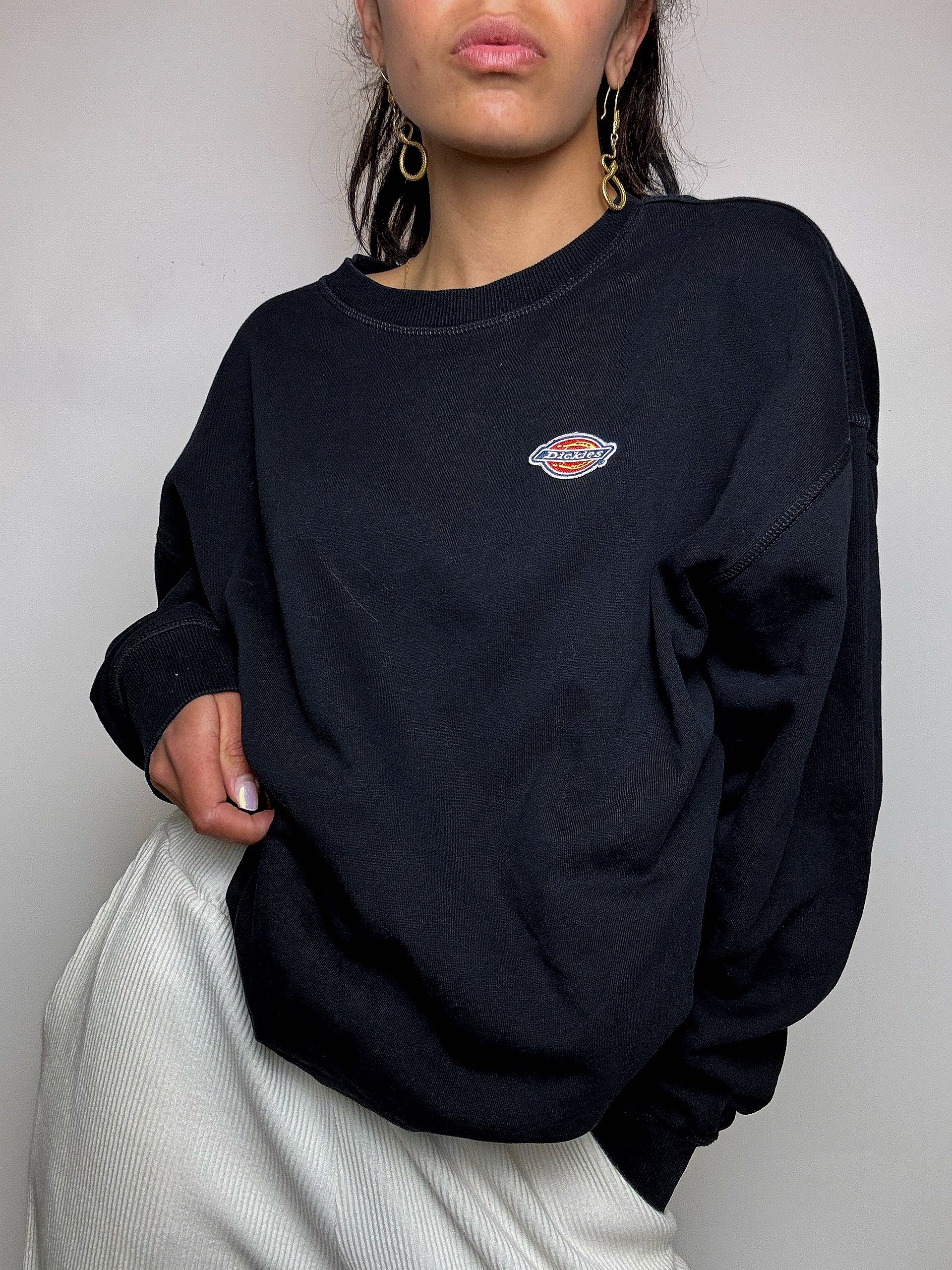 Beiges Sweatshirt mit Rundhalsausschnitt im Vintage-Stil