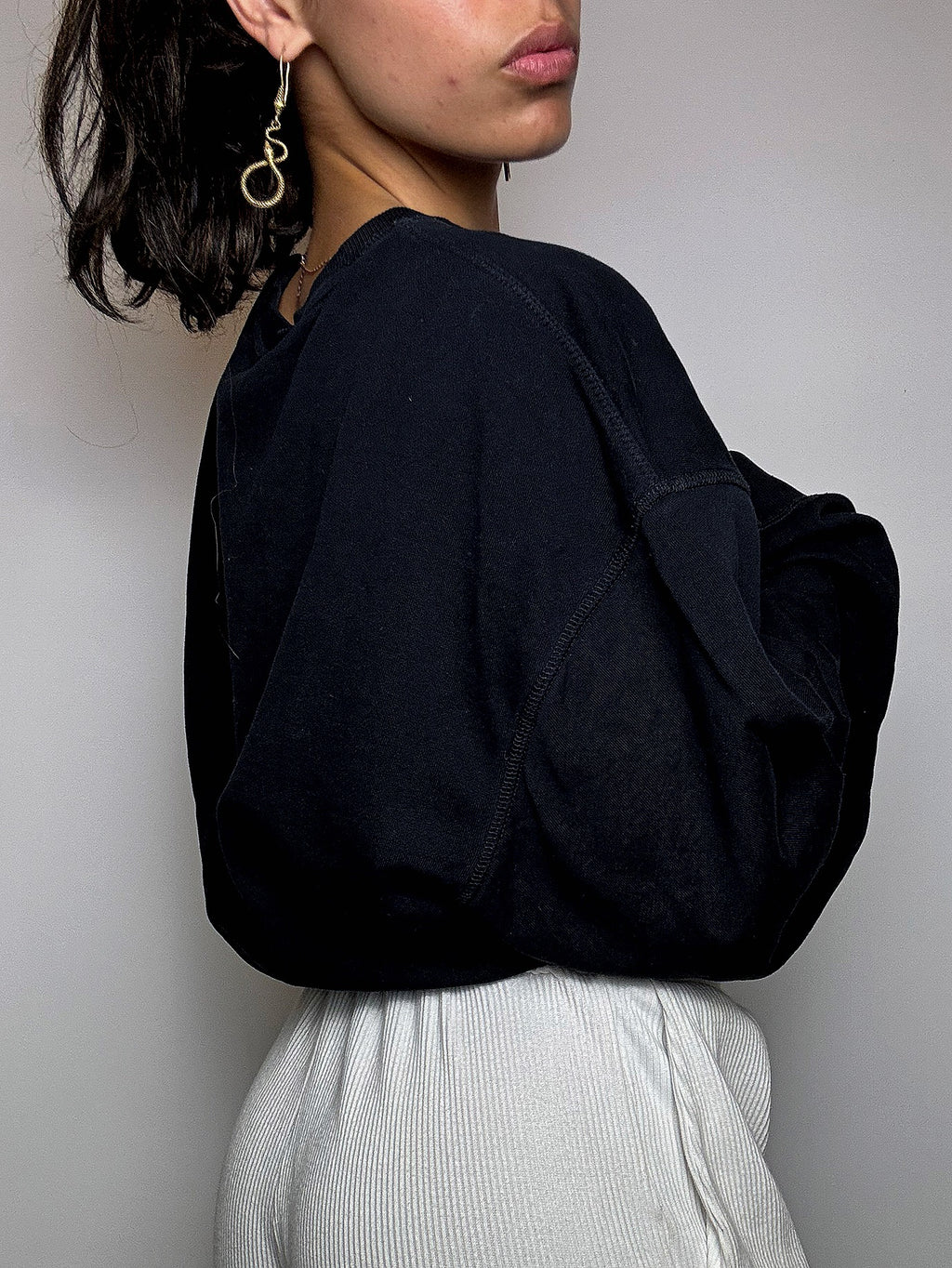 Beiges Sweatshirt mit Rundhalsausschnitt im Vintage-Stil