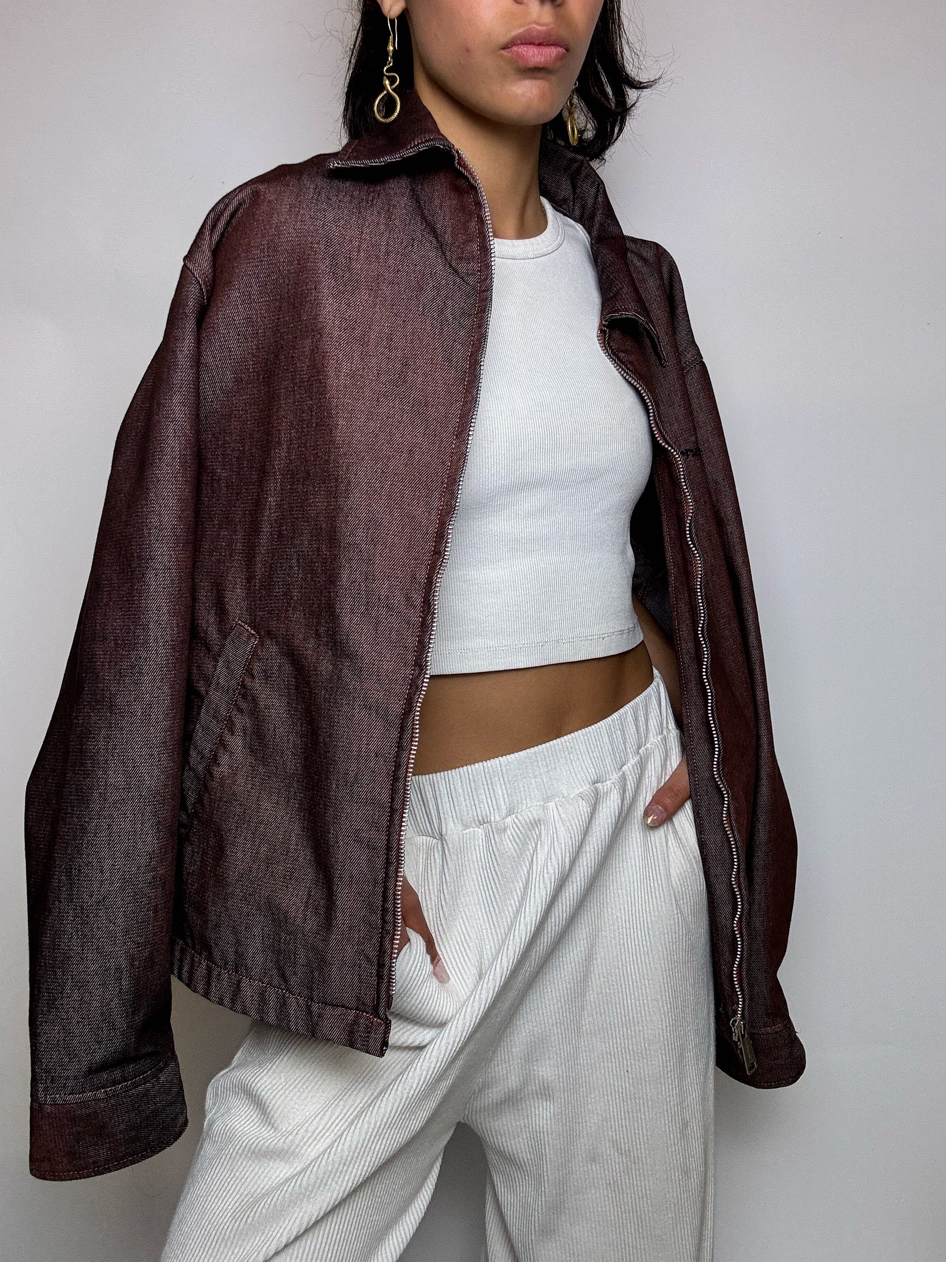 Veste effet denim bordeaux CARHARTT M vintage