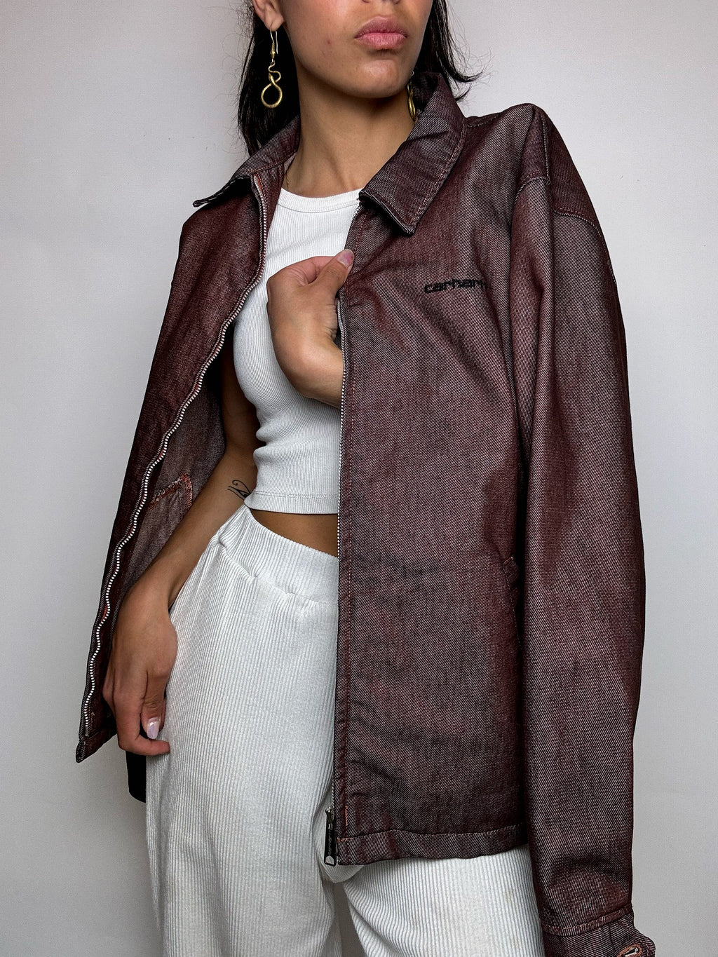Veste effet denim bordeaux CARHARTT M vintage