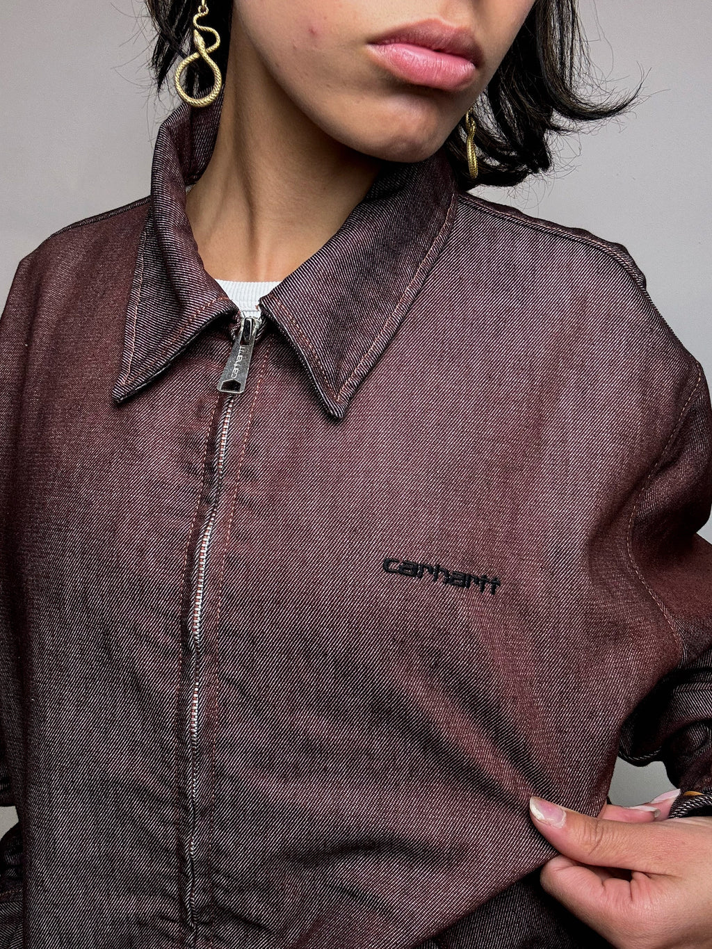 Veste effet denim bordeaux CARHARTT M vintage