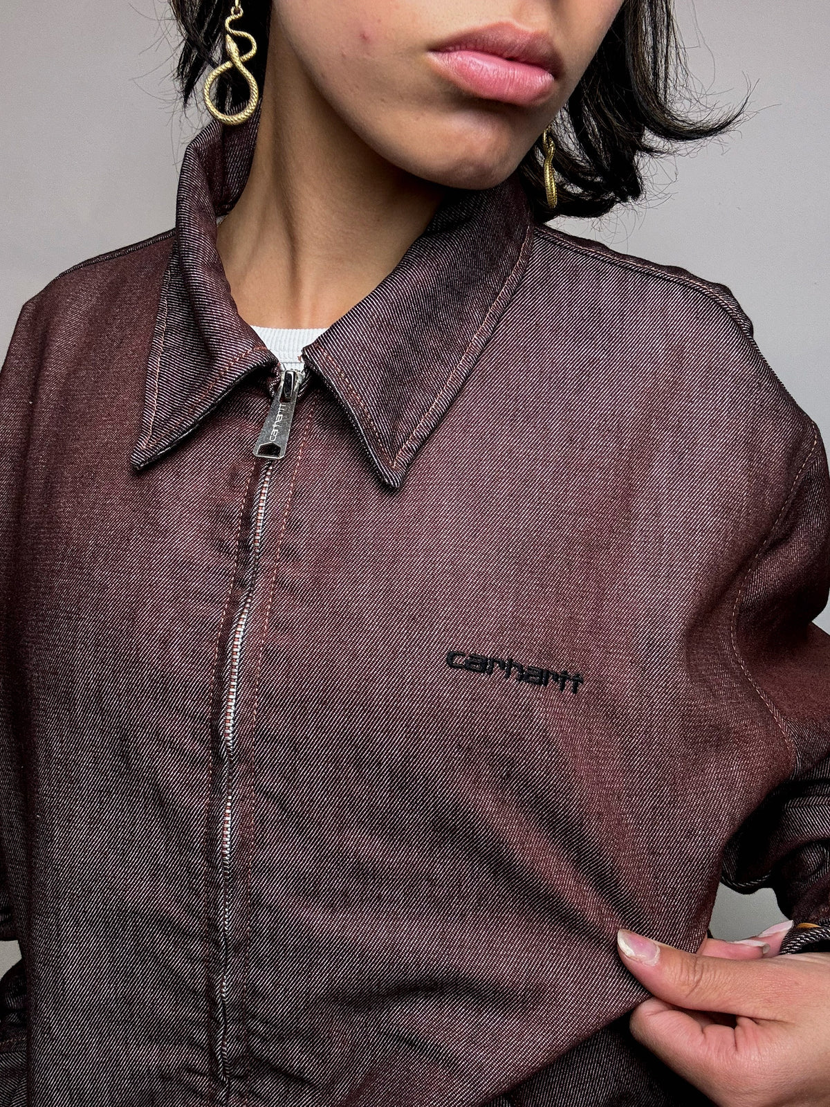 Veste effet denim bordeaux CARHARTT M vintage