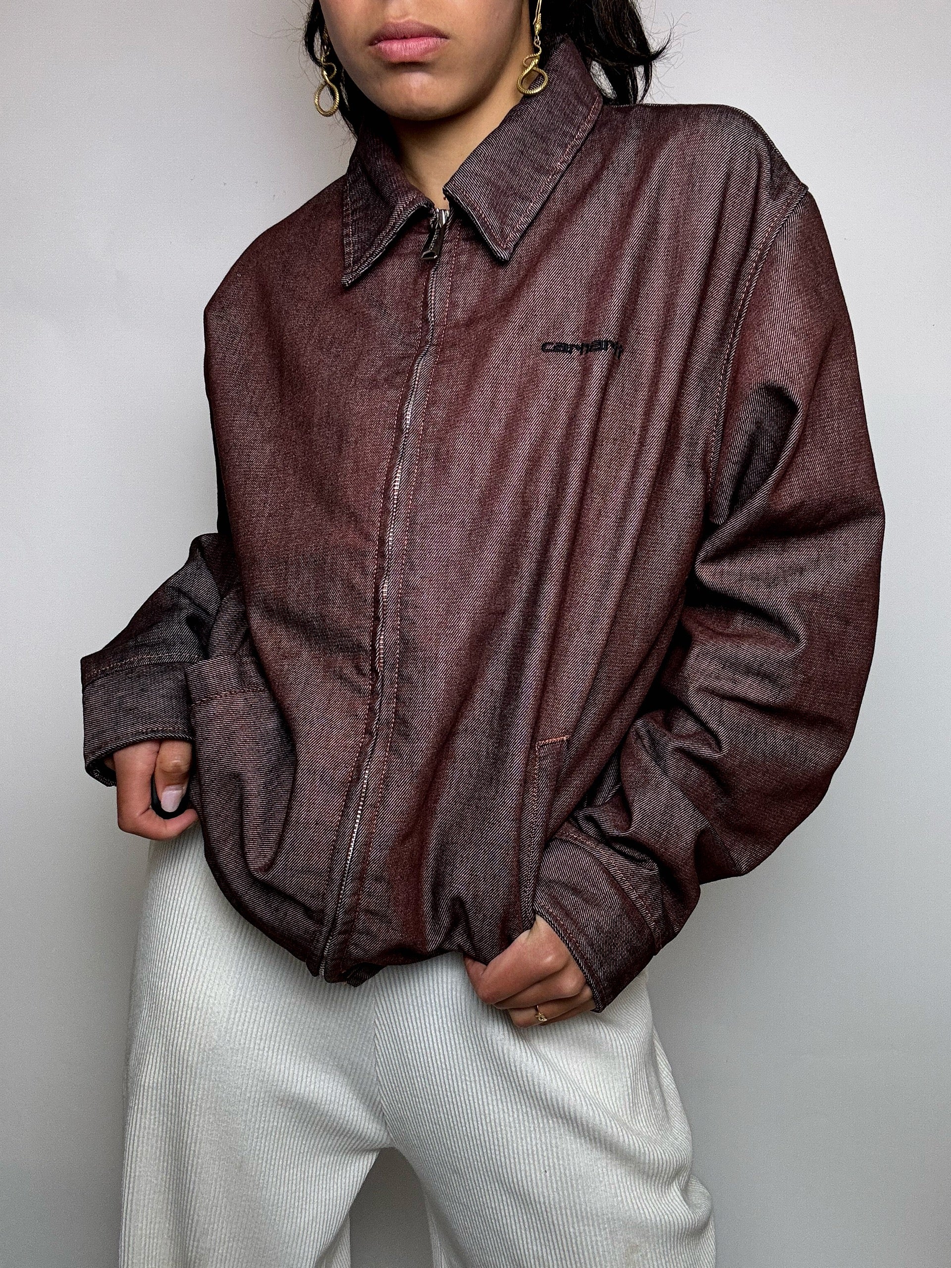 Veste effet denim bordeaux CARHARTT M vintage