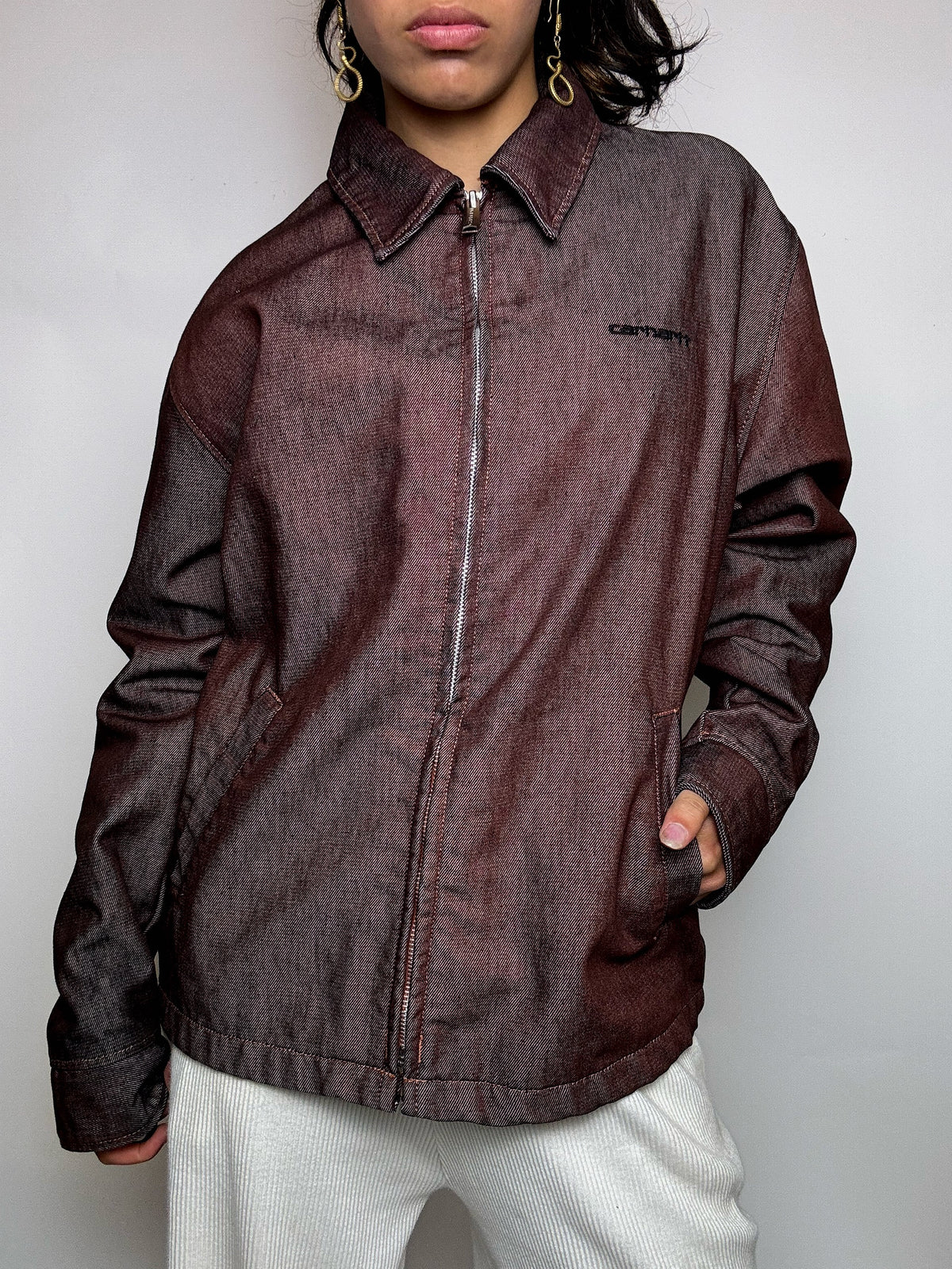 Veste effet denim bordeaux CARHARTT M vintage
