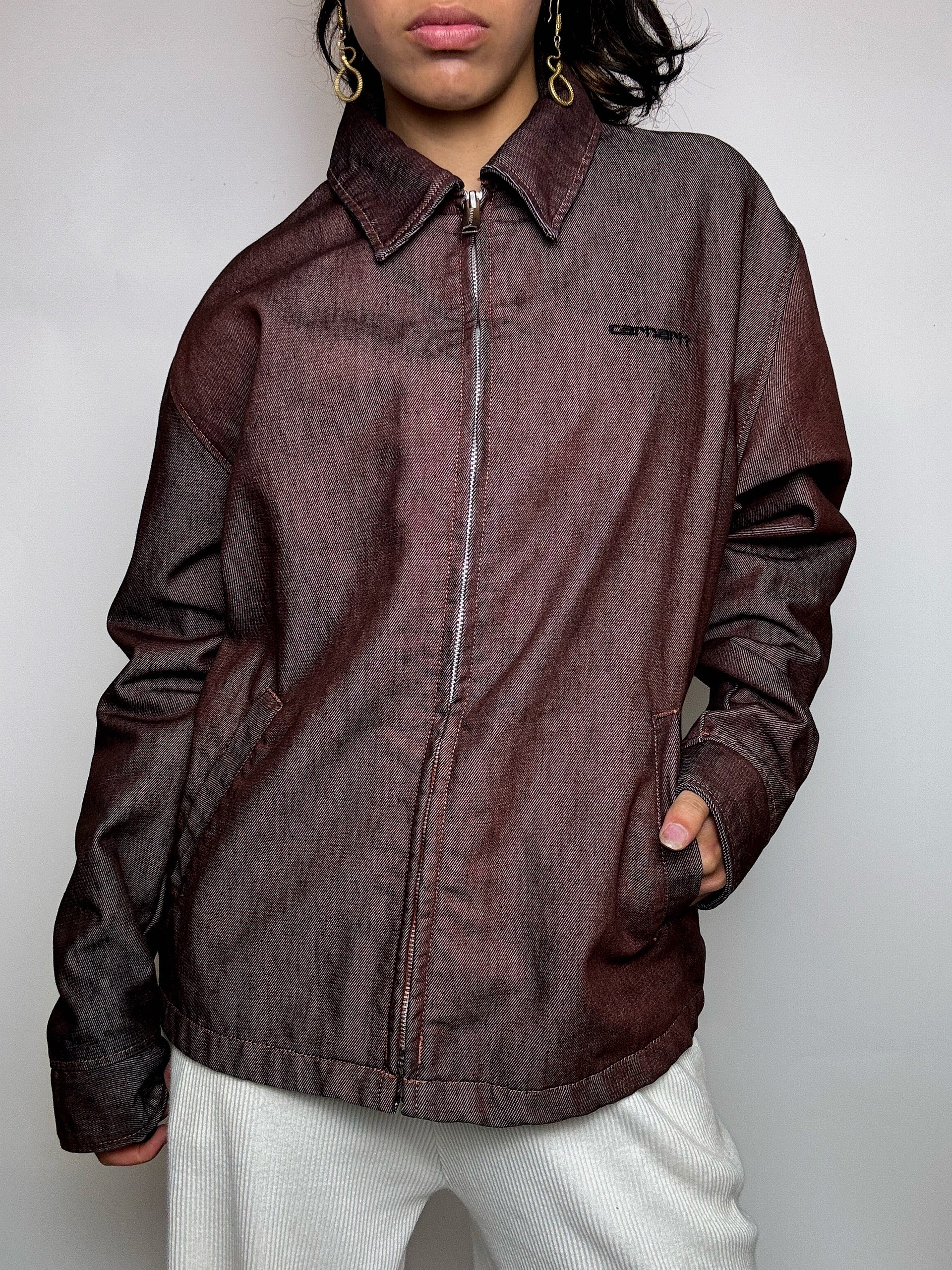 Veste effet denim bordeaux CARHARTT M vintage