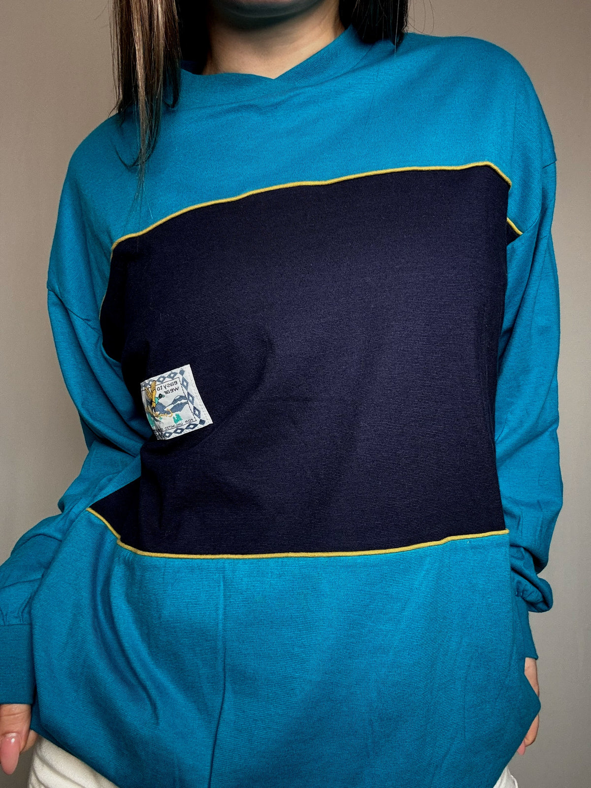 Tshirt manche longue bleu M vintage