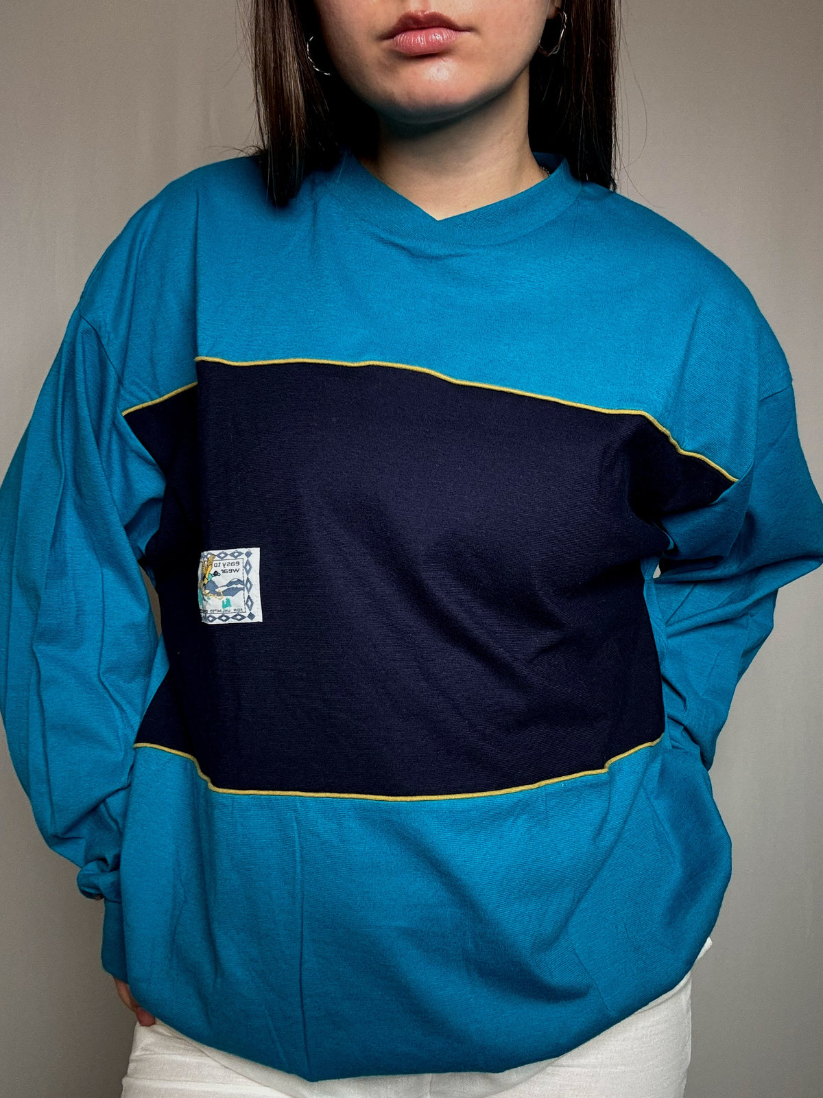 Tshirt manche longue bleu M vintage