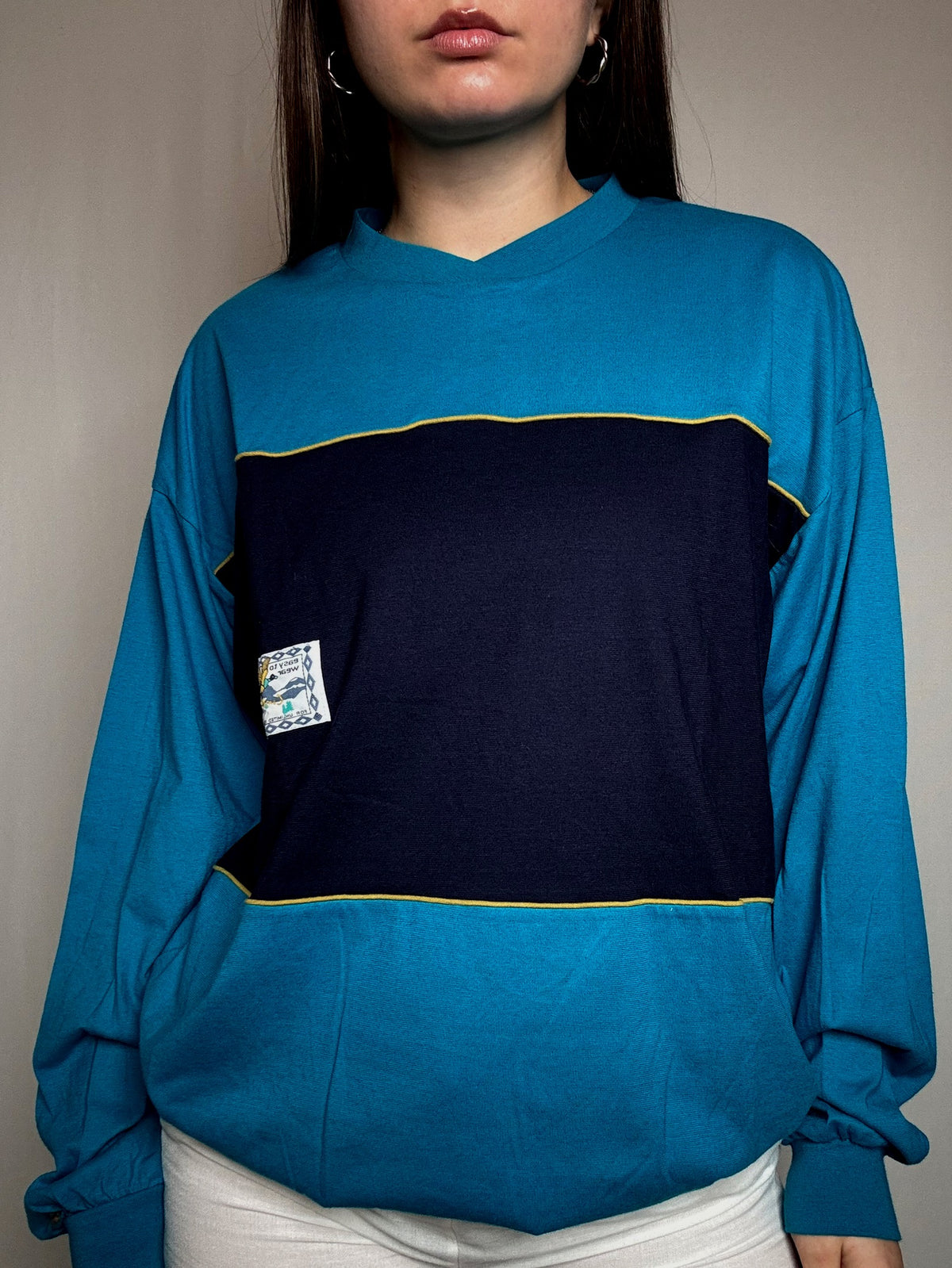 Tshirt manche longue bleu M vintage
