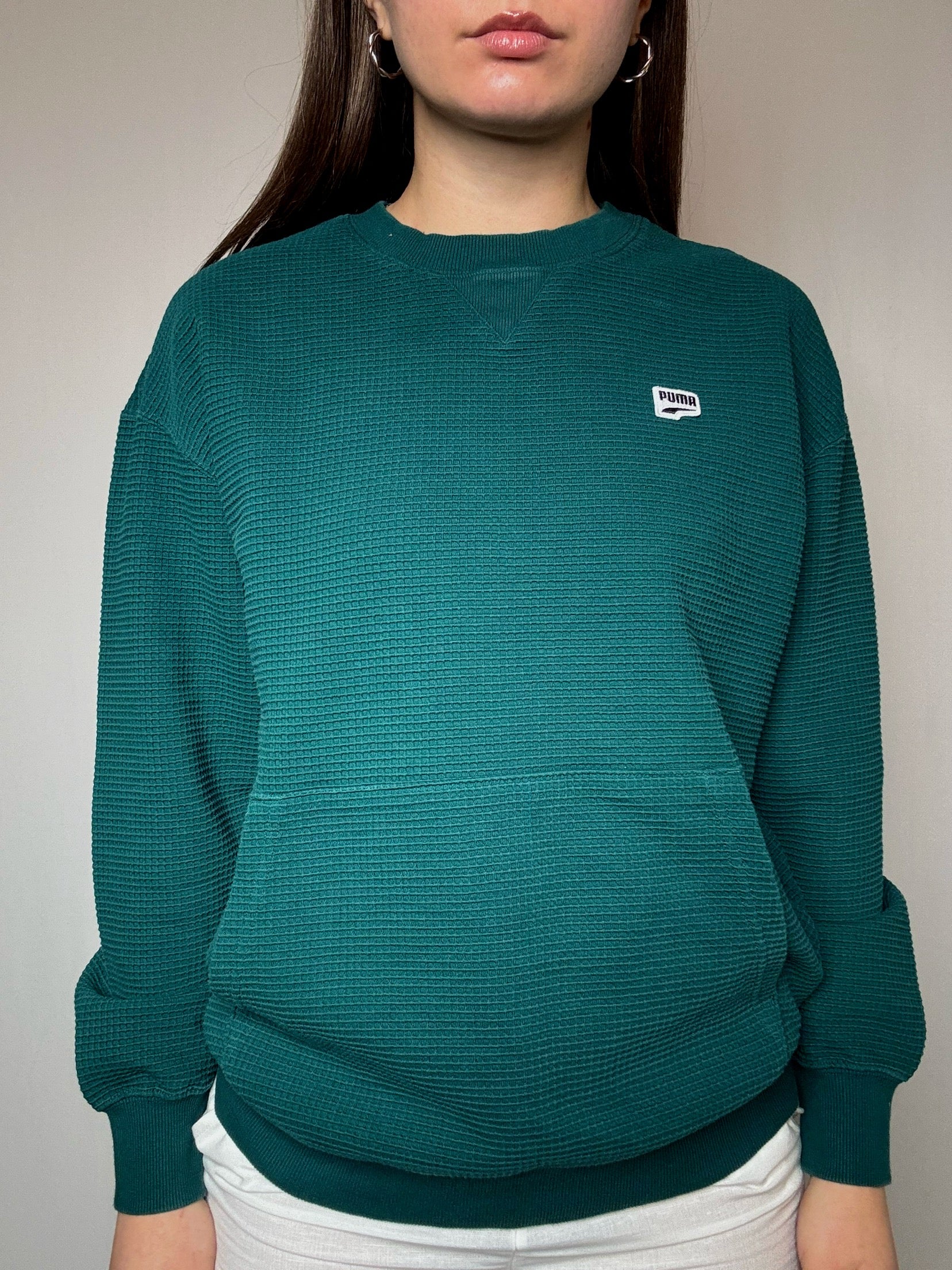 Puma M Vintage Teal Waffle Sweatshirt