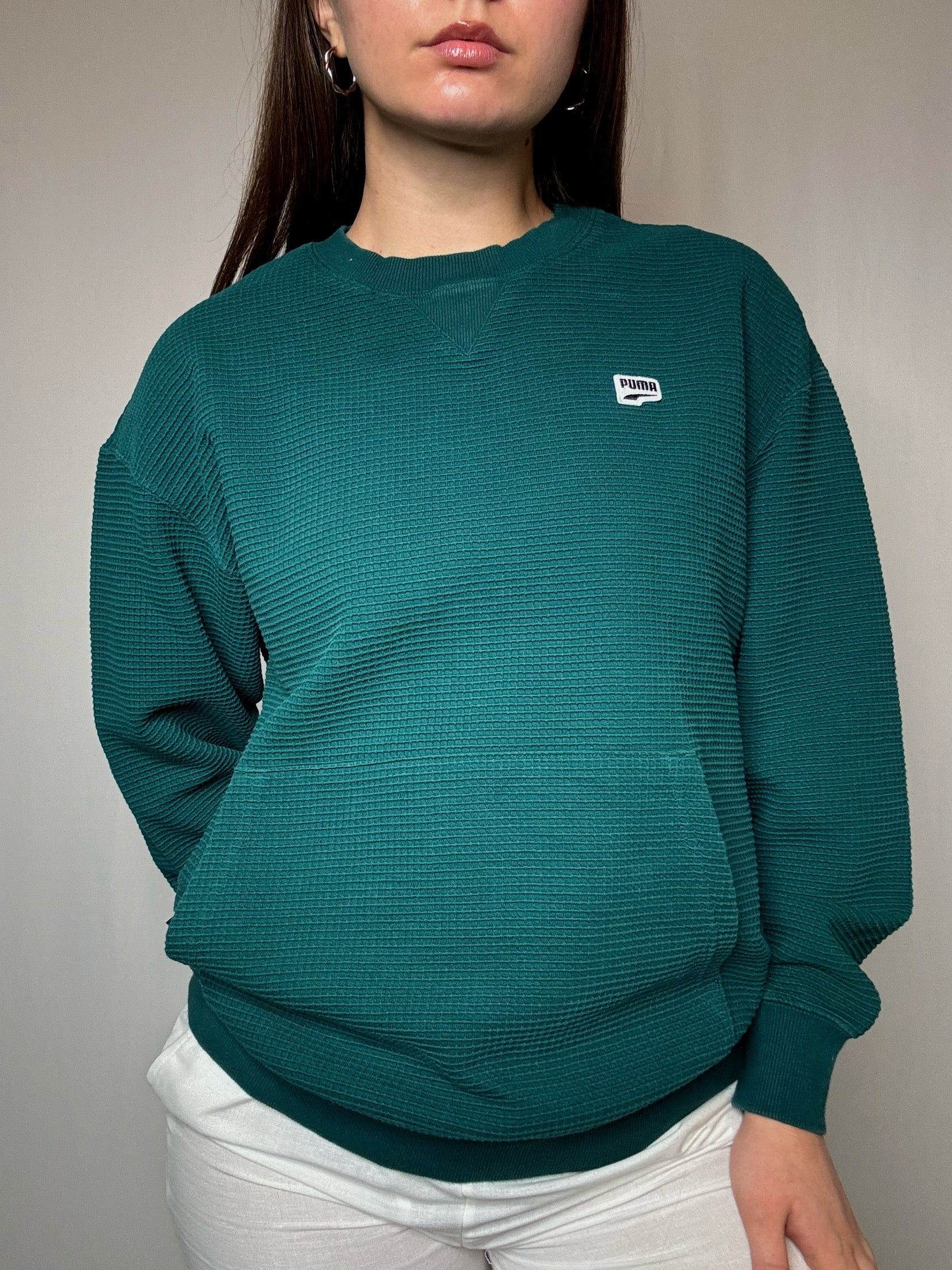 Sweat gaufré vert canard Puma M vintage