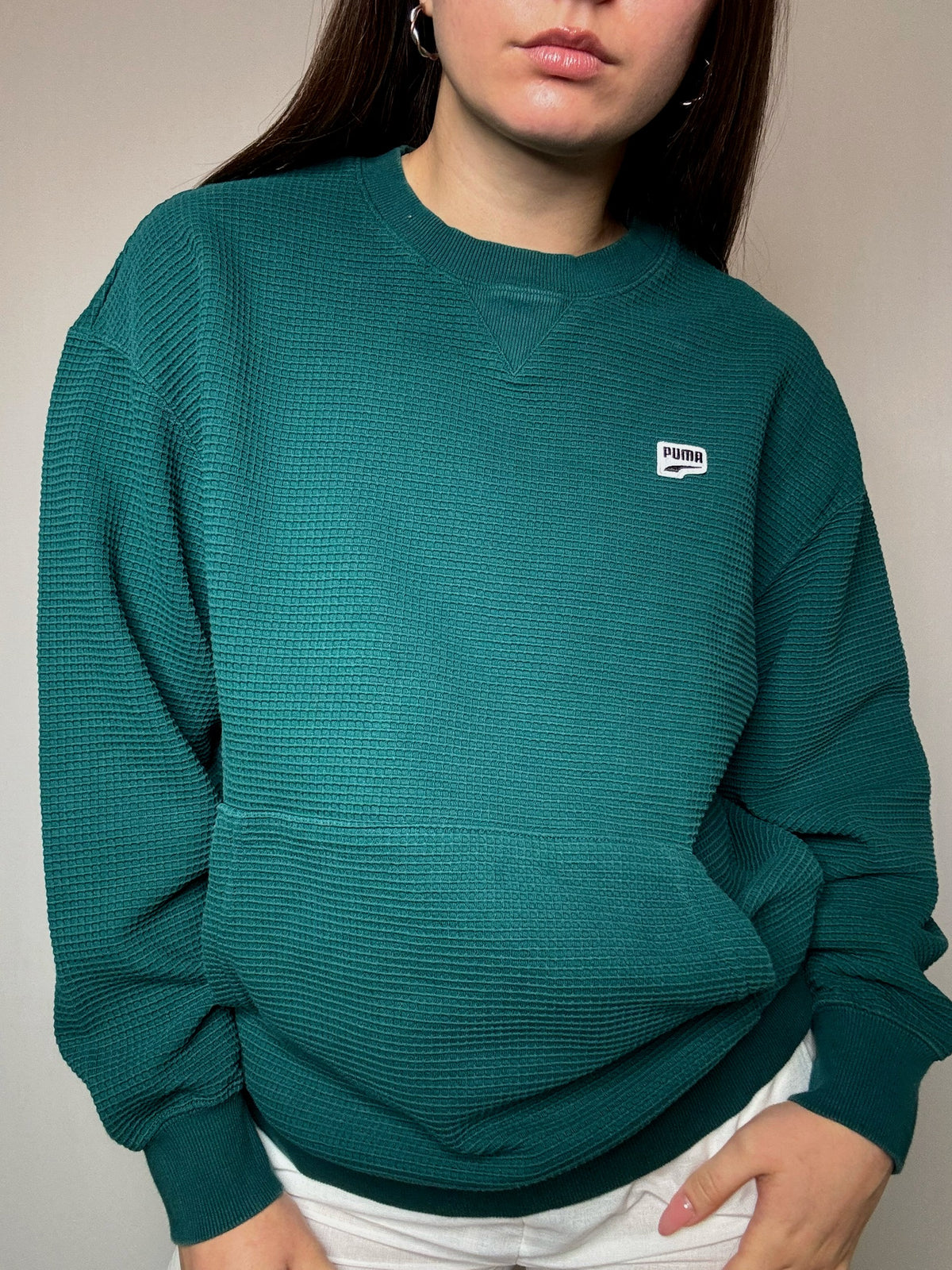 Puma M Vintage Teal Waffle Sweatshirt