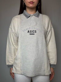 Vintage beige Asics L polo sweatshirt