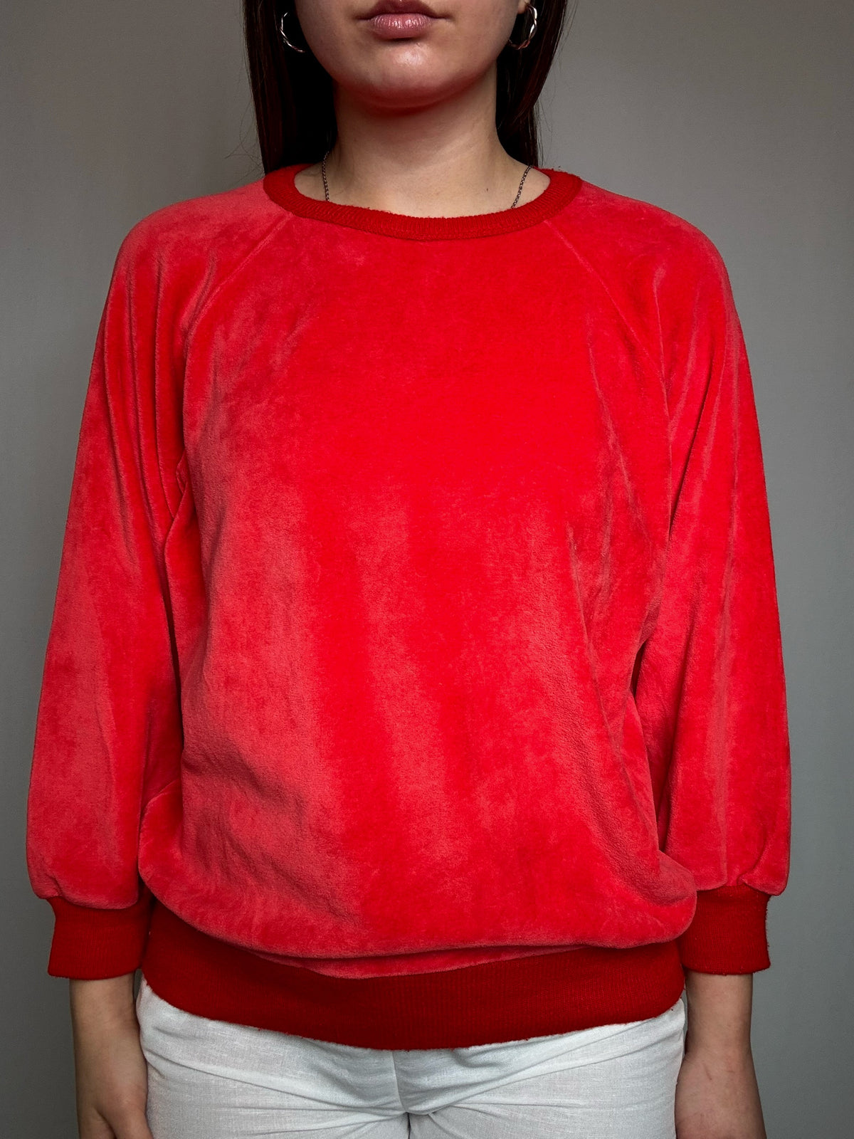 Sweat velvet Carreira rouge L vintage