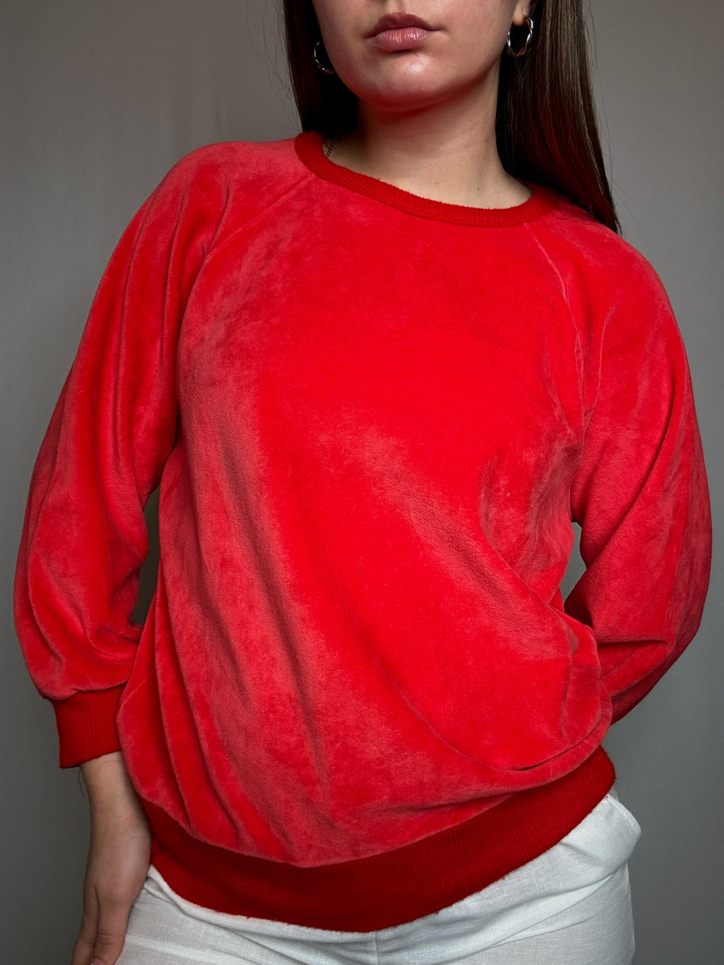 Sweat velvet Carreira rouge L vintage