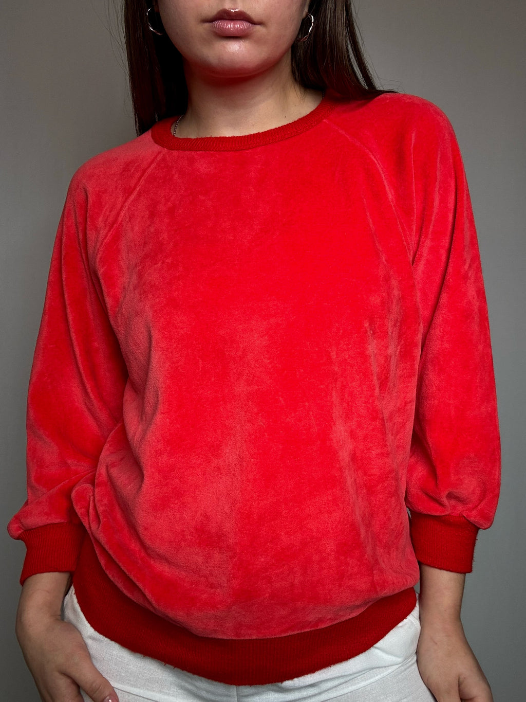 Sweat velvet Carreira rouge L vintage