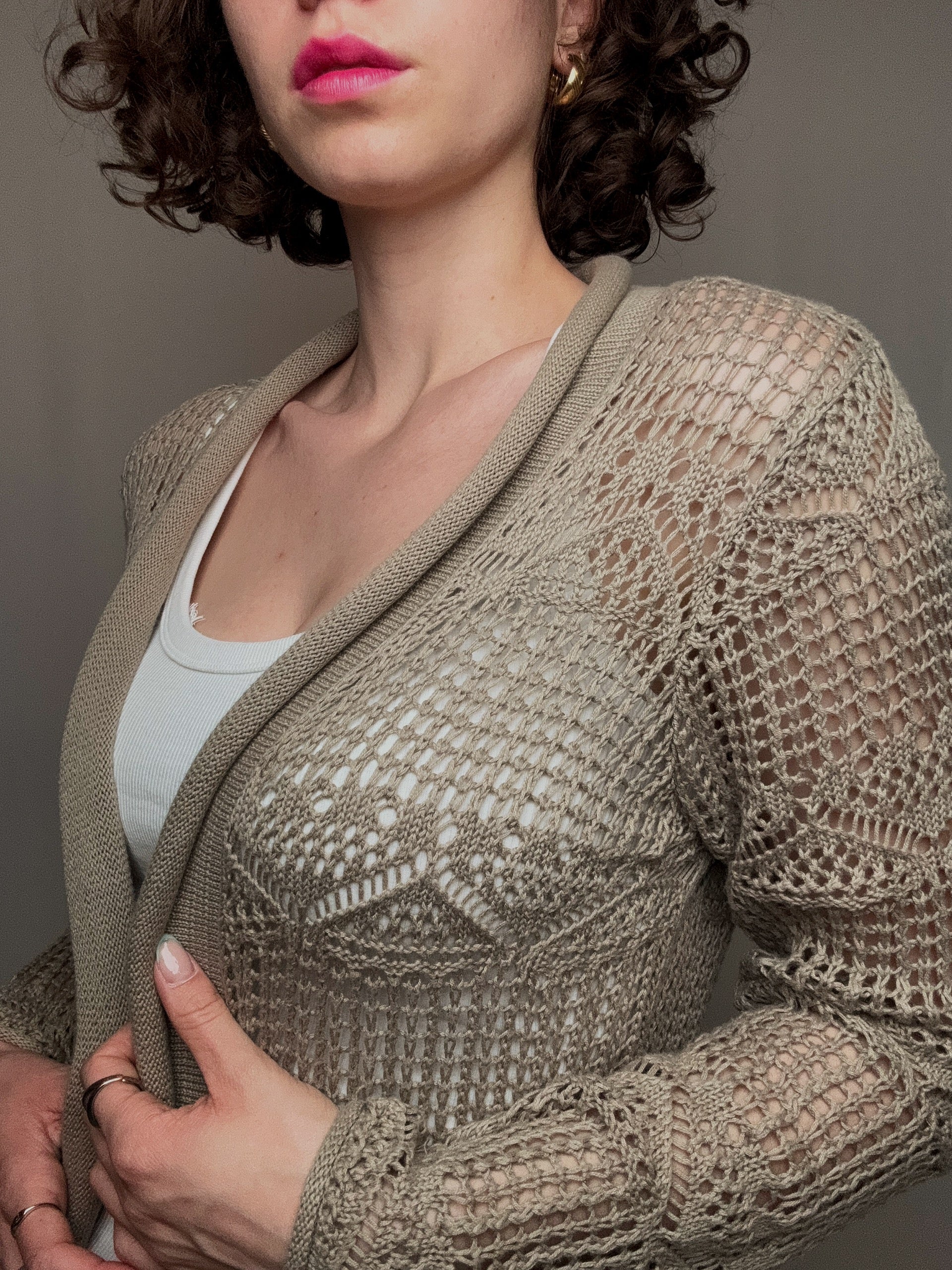 beiger Häkelcardigan M Vintage