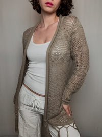 beiger Häkelcardigan M Vintage