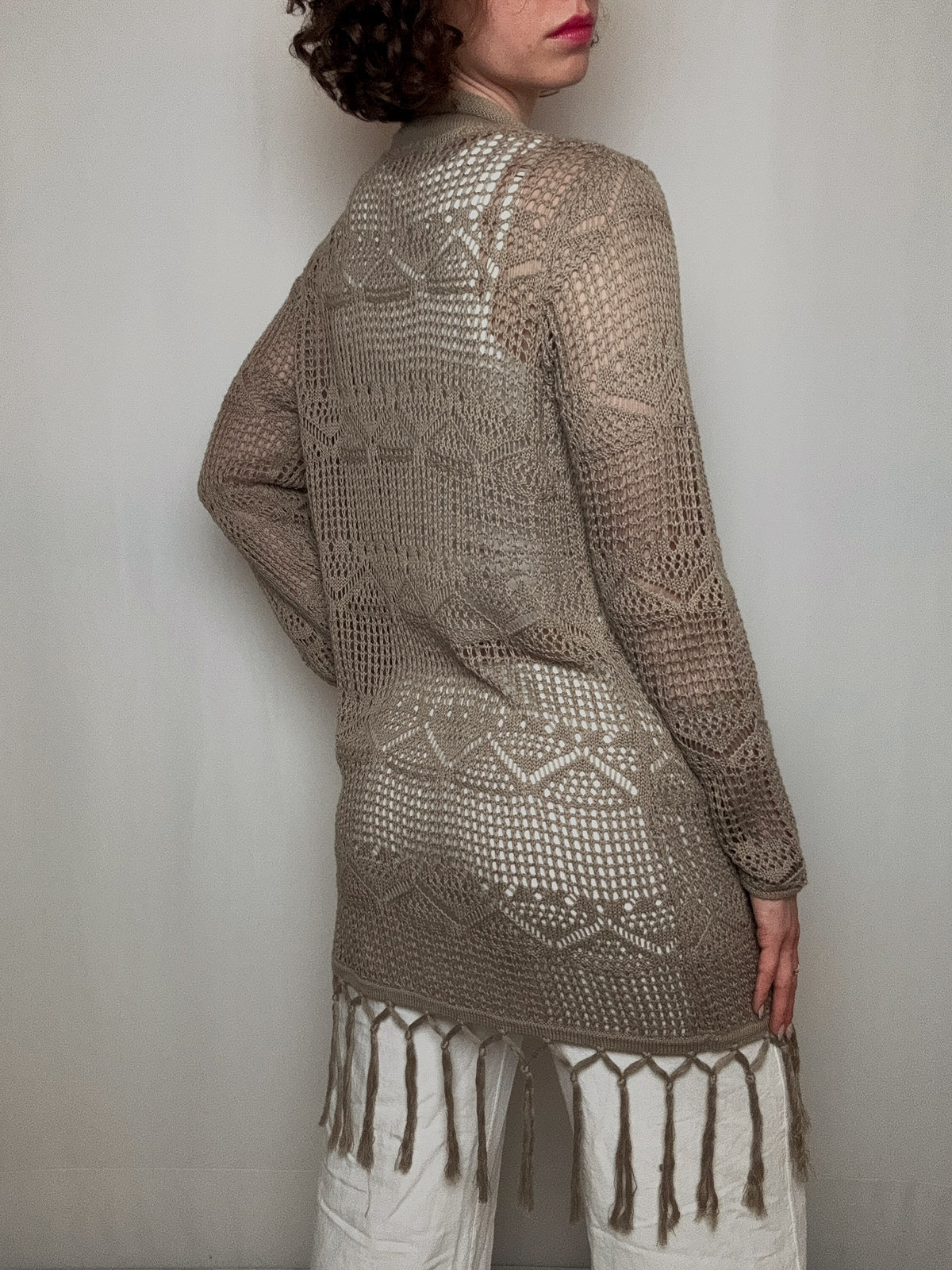 beiger Häkelcardigan M Vintage
