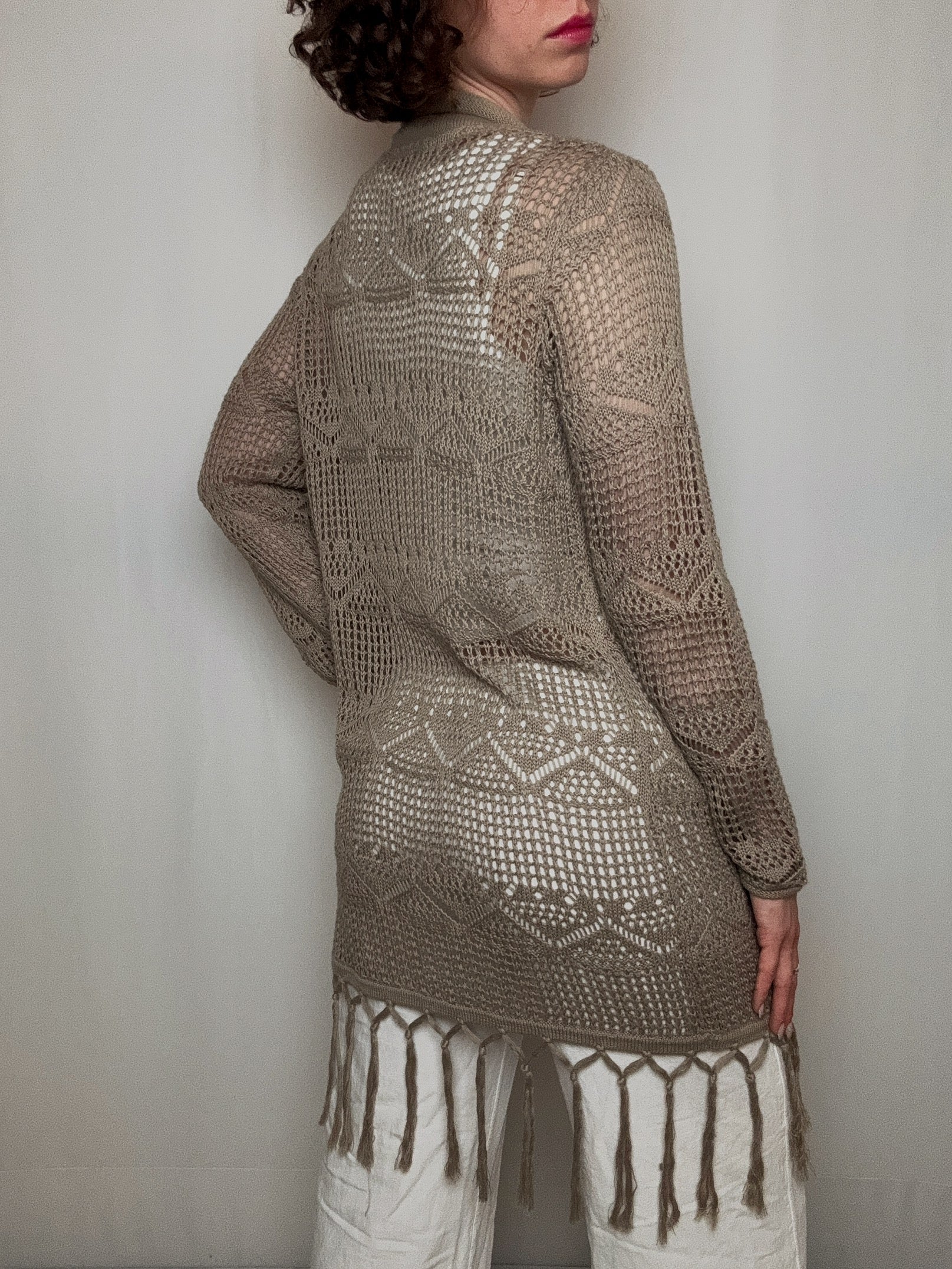 beiger Häkelcardigan M Vintage